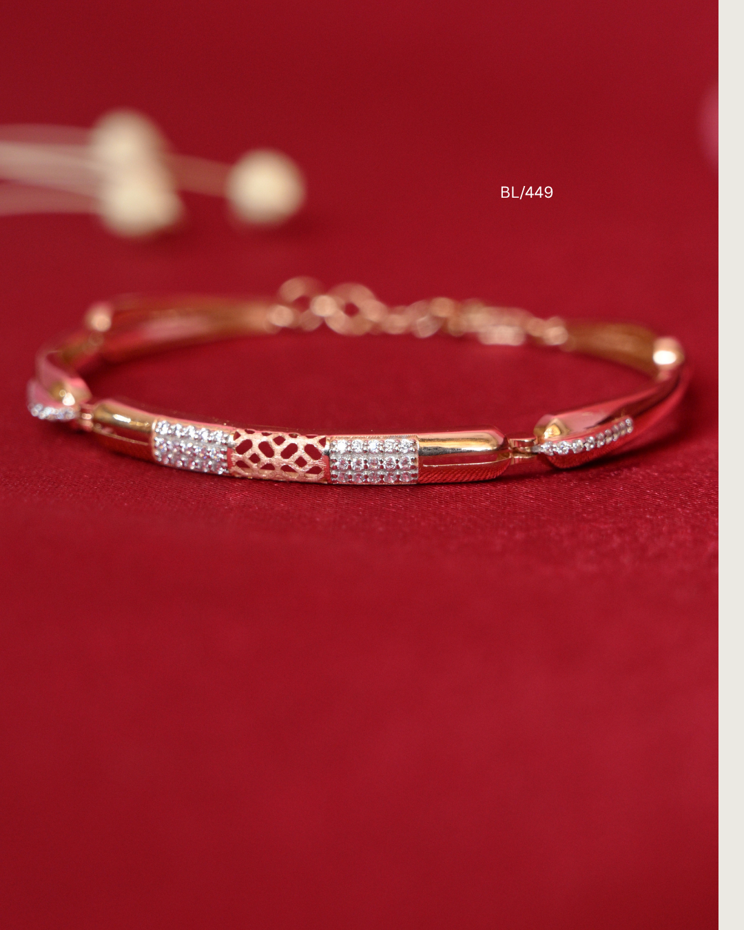 Gold Segmented Lattice & Pave CZ Station Bracelet | SKU: BL/449
