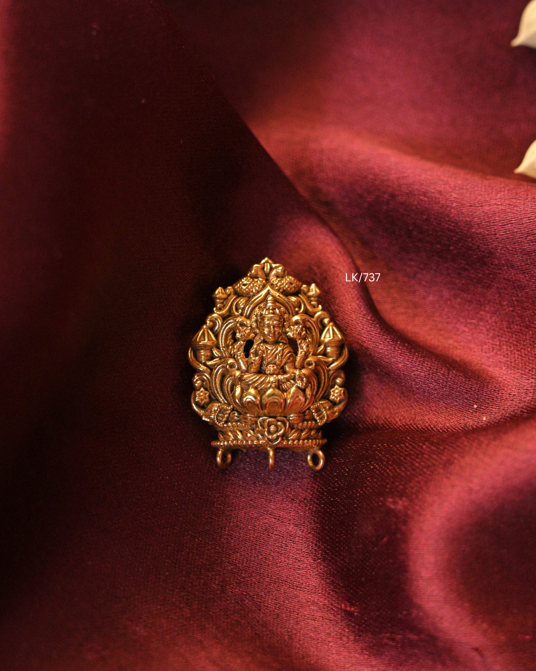 Antique Gold Ultra-Lightweight Goddess Lakshmi Temple Arch Nakshi Pendant | SKU: LK/737