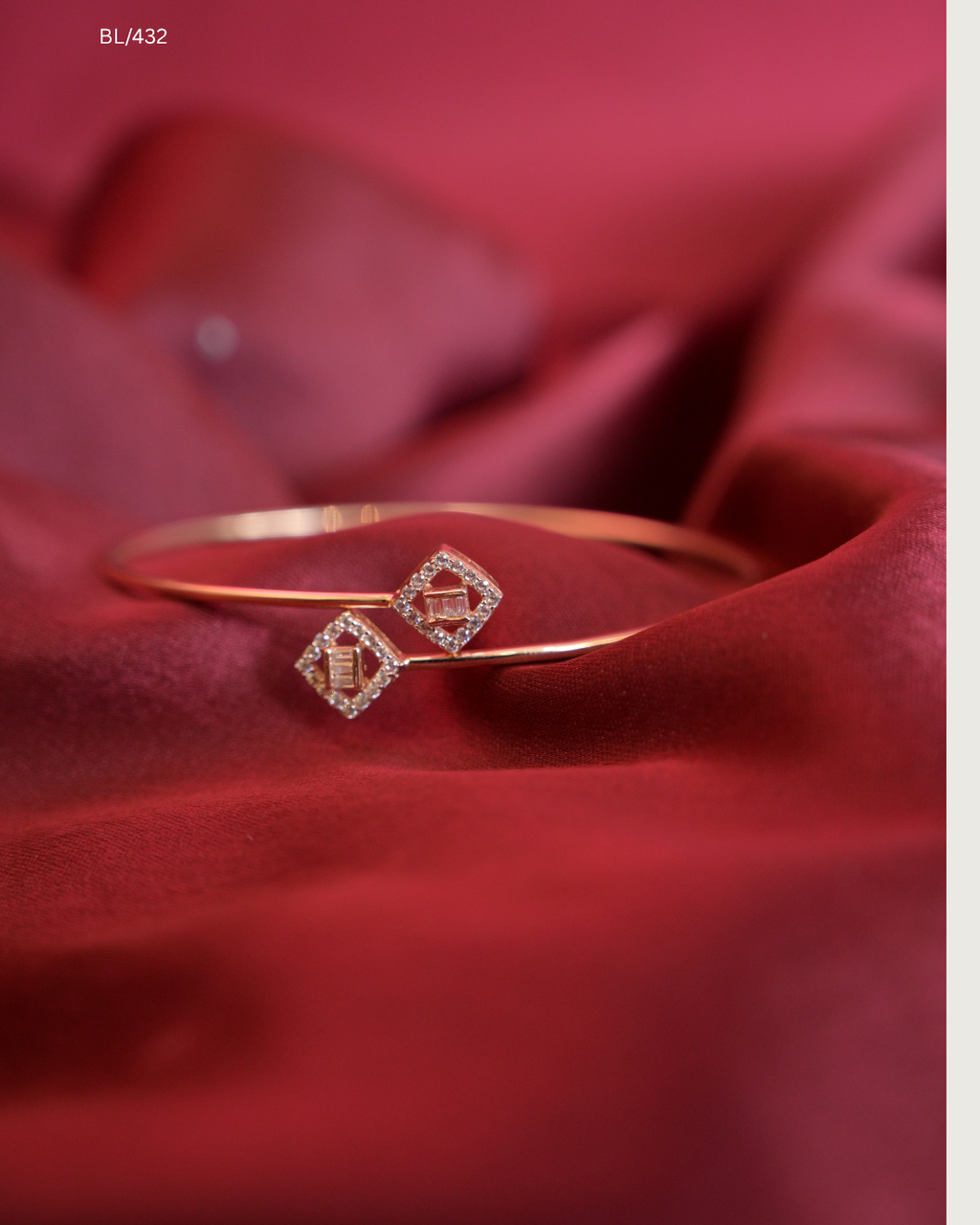 Dual Square Baguette & Round CZ Bypass Cuff Bracelet | SKU: BL/432