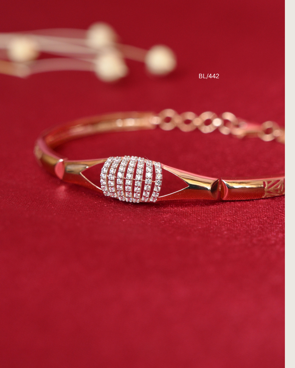 Architectural Tapered Station Bracelet with Pave CZ Barrel Center | SKU: BL/442