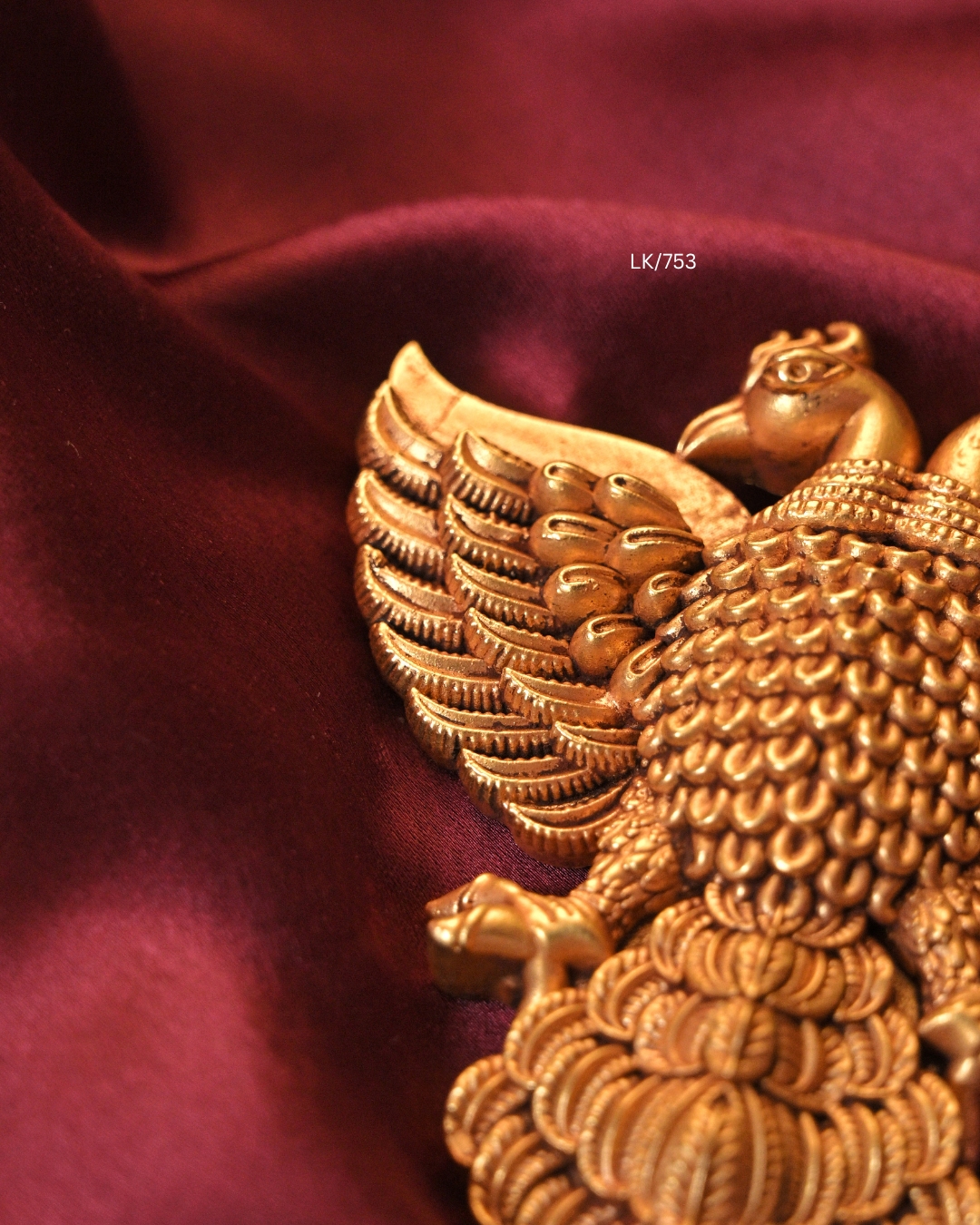 Antique Gold Royal Gandaberunda Temple Pendant | SKU: LK/753