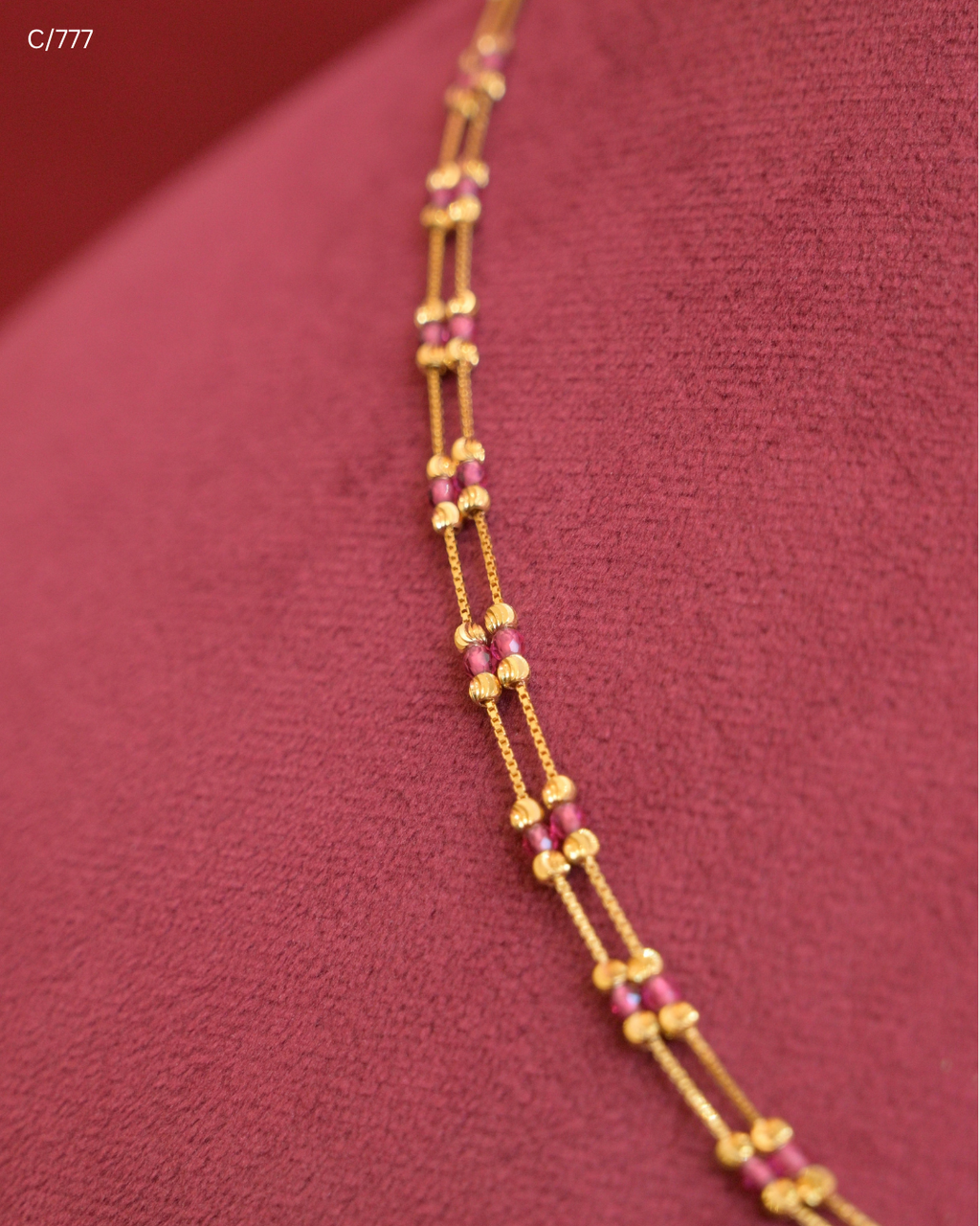 Double Strand Gold Station Chain Necklace with Beads Bars | SKU: C/777