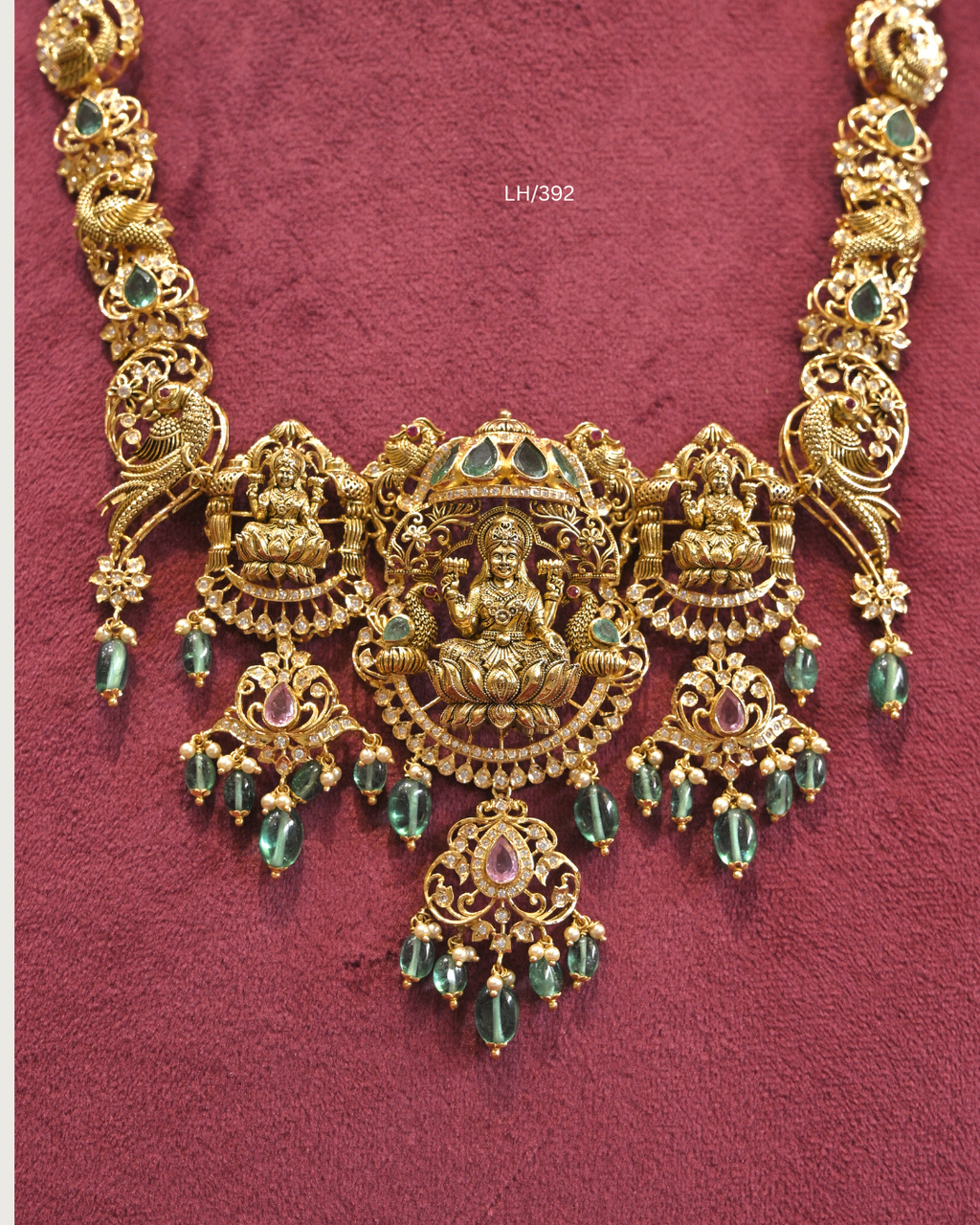Antique Triple Lakshmi & Peacock Nakshi Temple Haram | SKU: LH/392