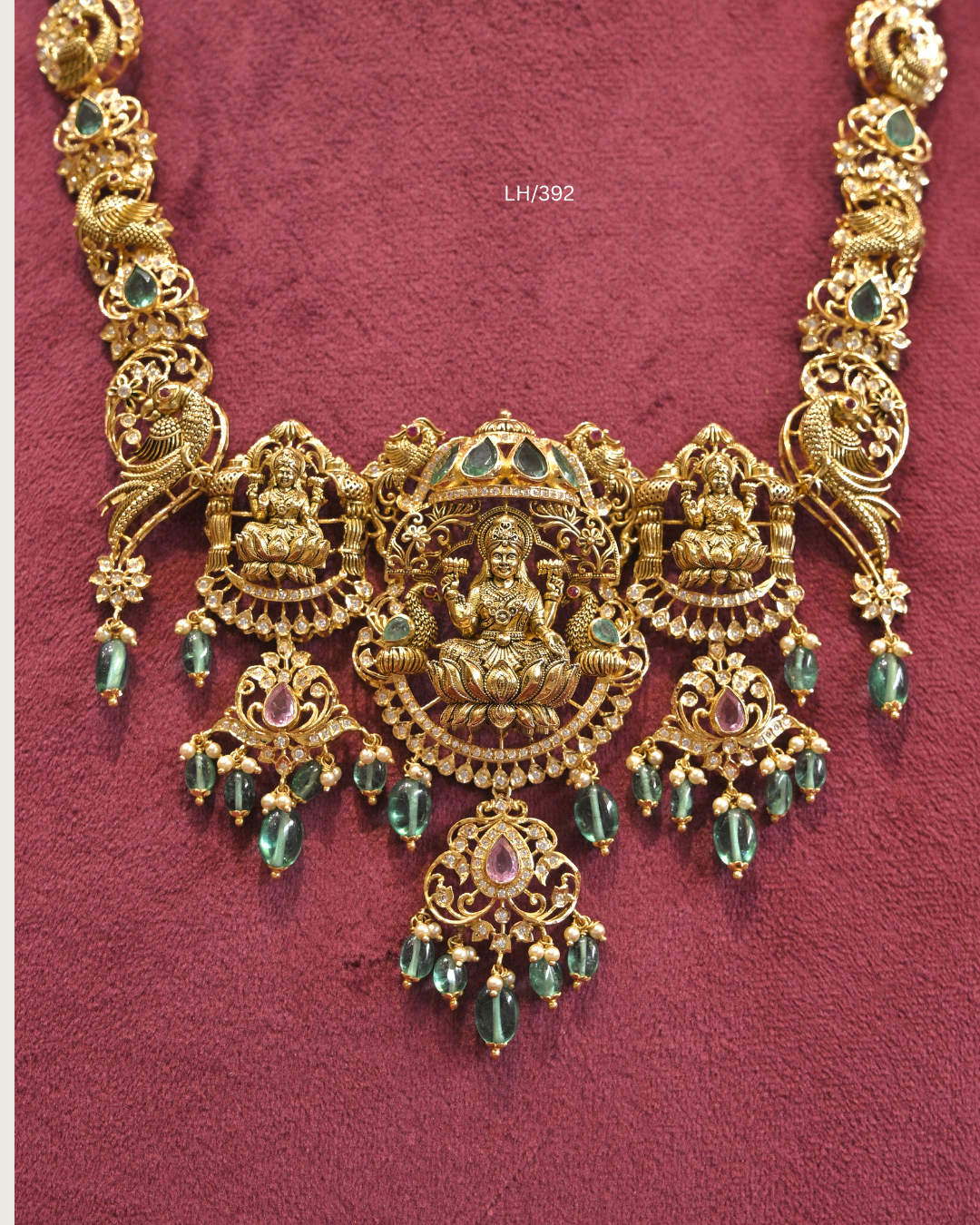 Antique Triple Lakshmi & Peacock Nakshi Temple Haram | SKU: LH/392