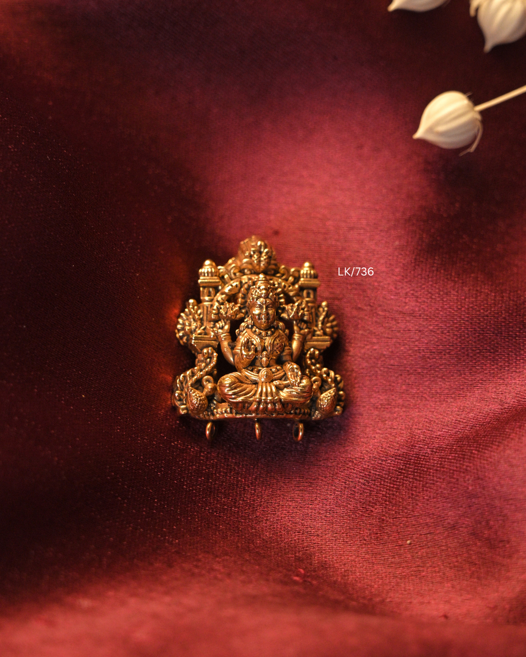 Gold Ultra-Lightweight Goddess Lakshmi Temple Gopuram Nakshi Pendant |SKU: LK/736