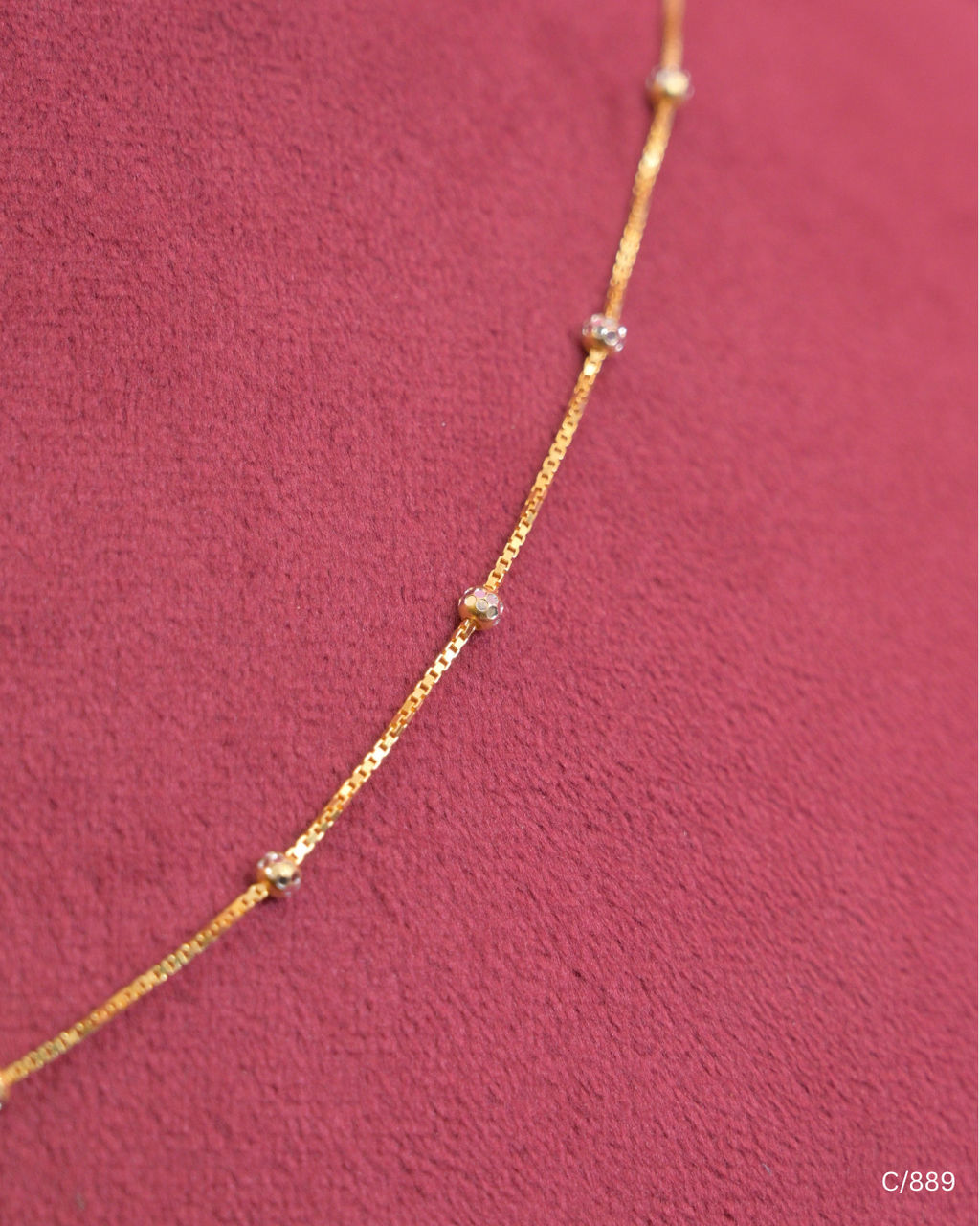 Delicate Station Chain Necklace with Micro Beads | SKU: C/889