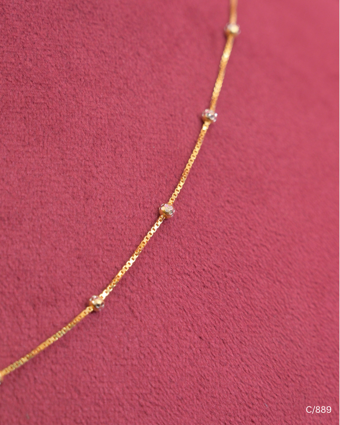 Delicate Station Chain Necklace with Micro Beads | SKU: C/889