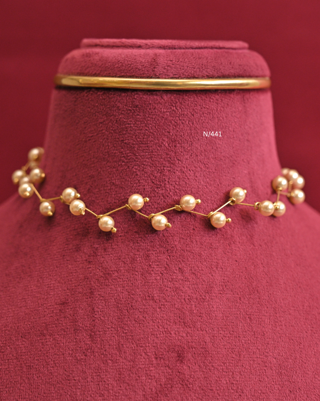Pearl Zig-Zag Vine Necklace |SKU: N/441