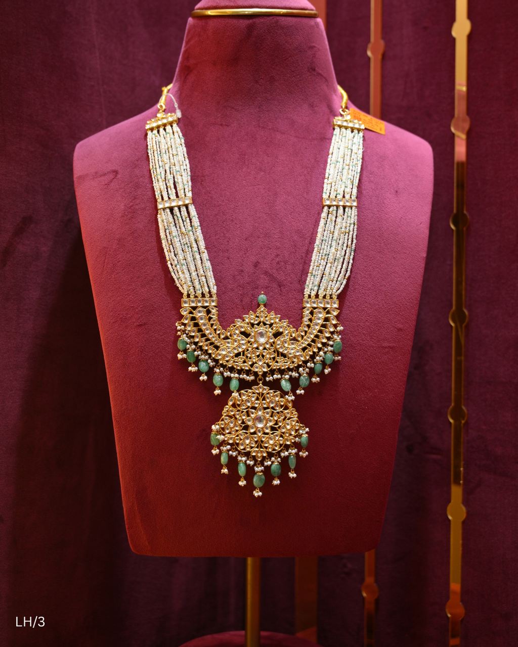 Polki, Ruby, Emerald & Pearl Long Haram | SKU: LH/3