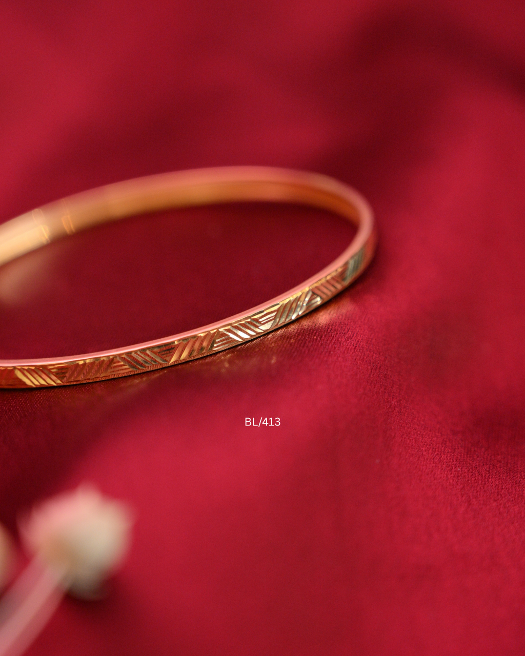 Geometric Laser-Engraved Slim Oval Bangle | SKU: BL/413