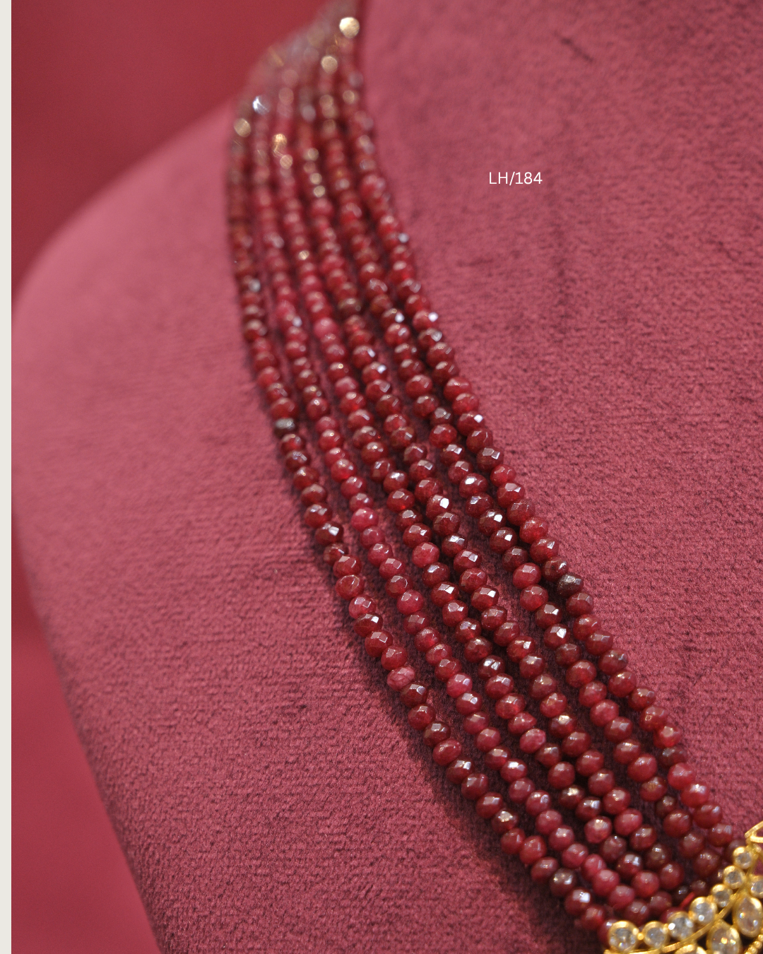 Ruby & CZ Arch Pendant Multi-Strand Ruby Waterfall Haram | SKU: LH/184