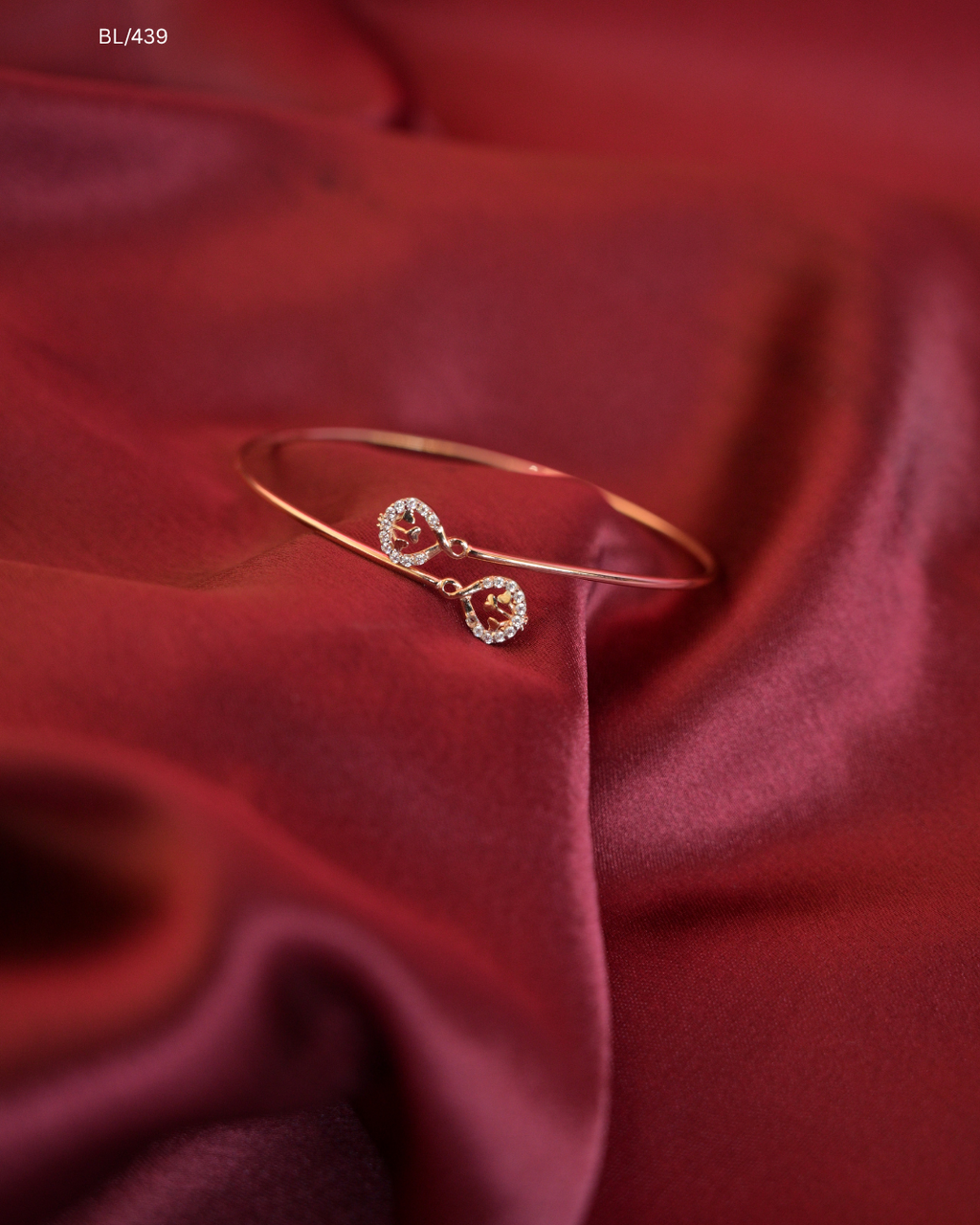 Dual Teardrop Butterfly & Round CZ Bypass Cuff Bracelet | SKU: BL/439