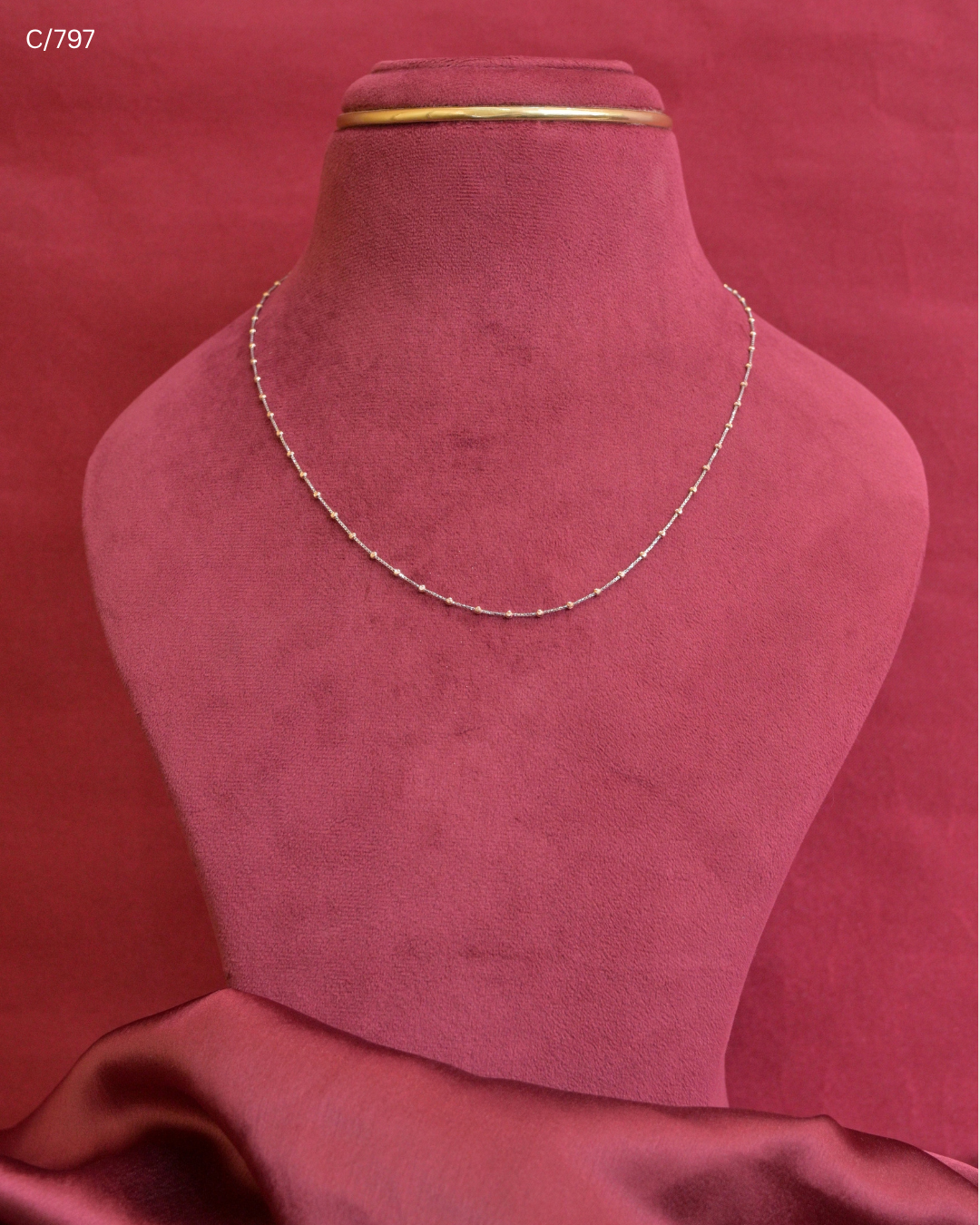 Delicate Station Chain Necklace with Micro Beads | SKU: C/797