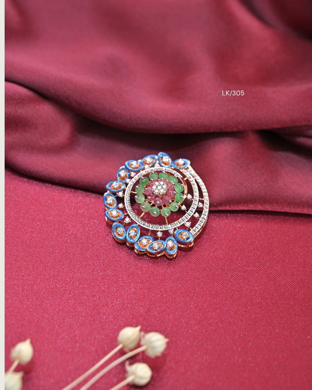 Peacock Feather Crest & Gemstone Bead Mandala Pendant | SKU: LK/305
