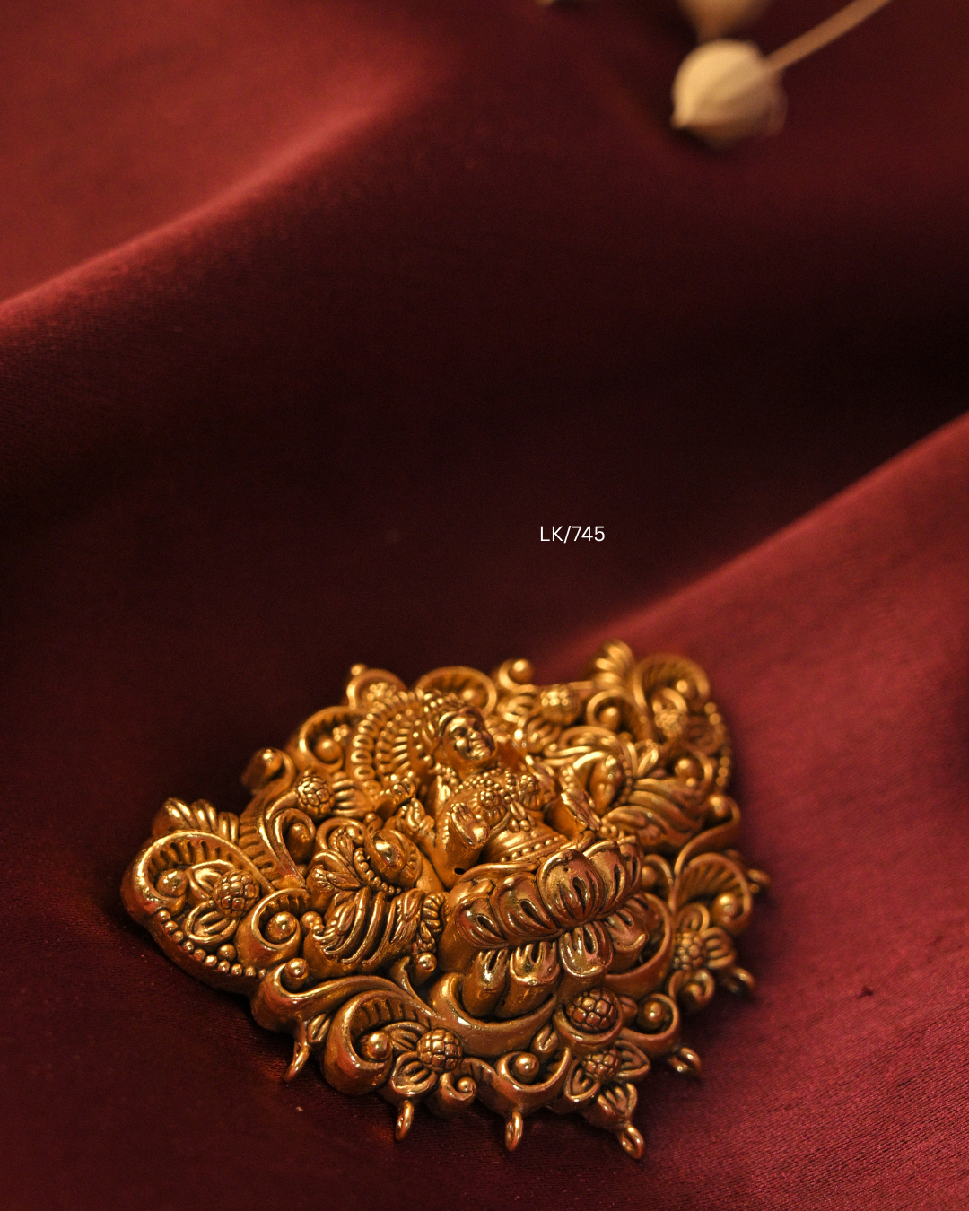 Antique Gold Goddess Lakshmi Peacock Arch Nakshi Temple Pendant| SKU: LK/745