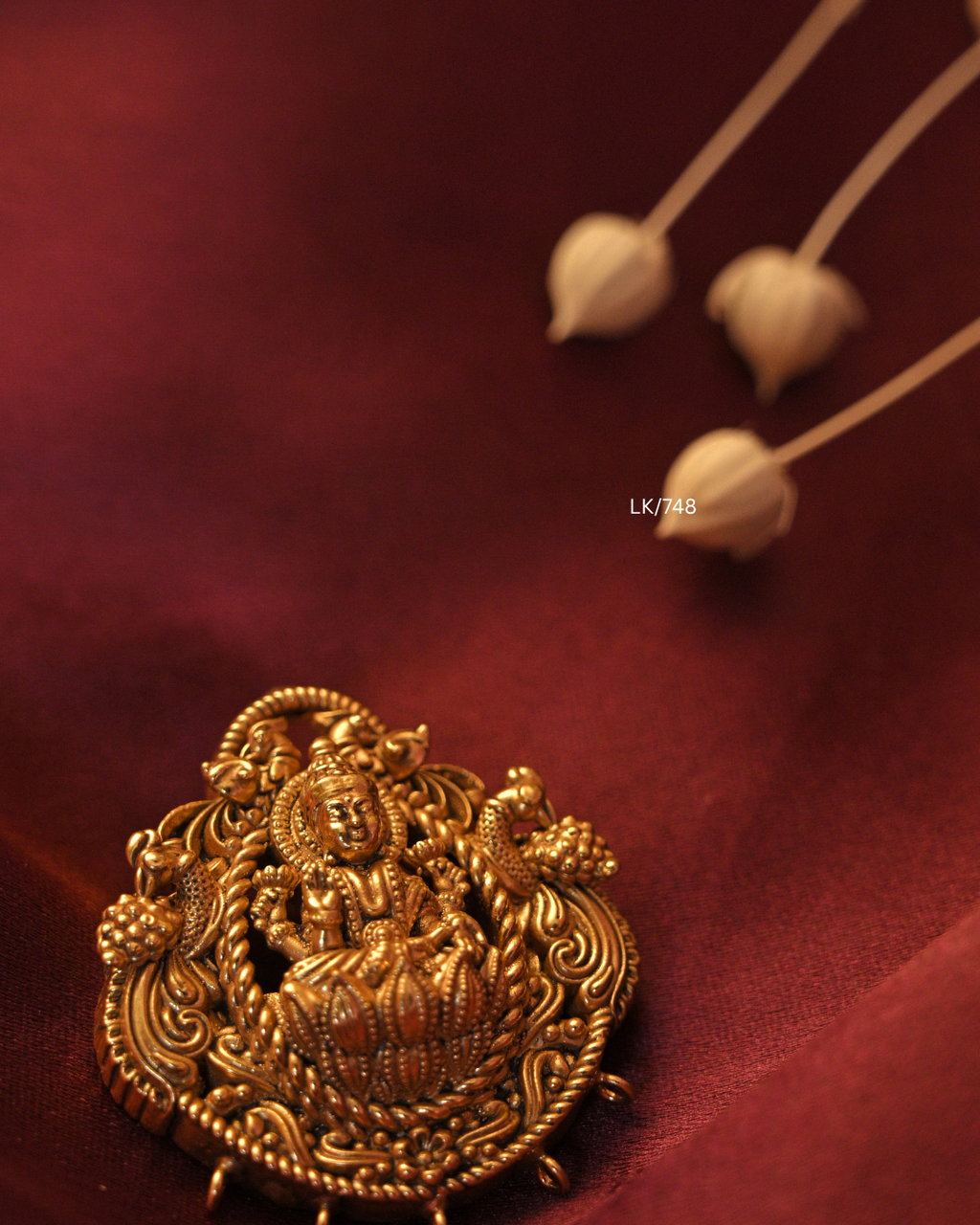 Gold Petite Goddess Lakshmi Nakshi Temple Pendant |SKU: LK/748