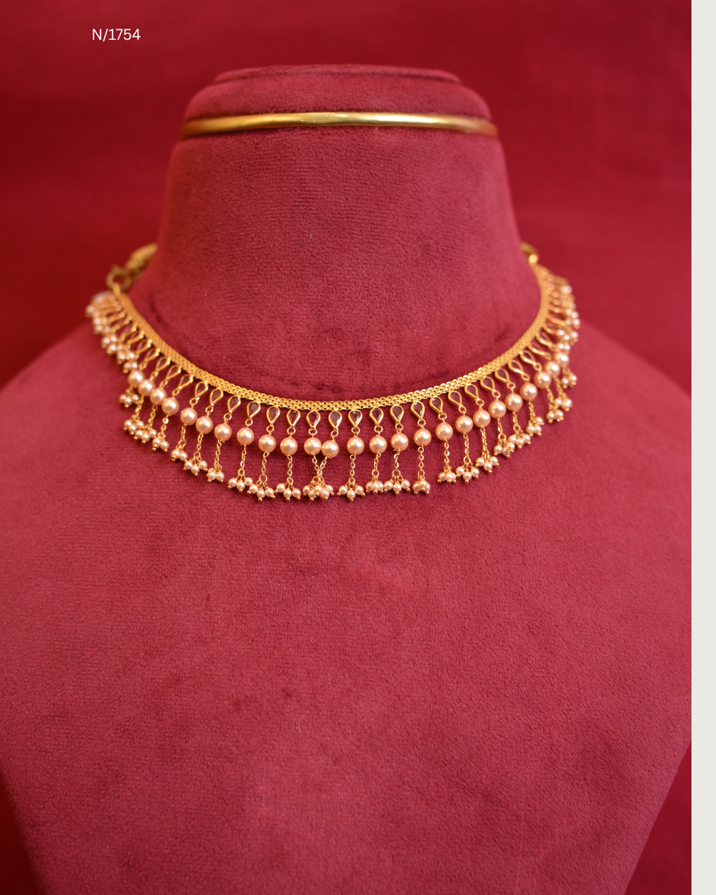 Traditional Double-Tiered Pearl & Micro-Seed Pearl Cluster Fringe Choker Necklace | SKU: N/1754