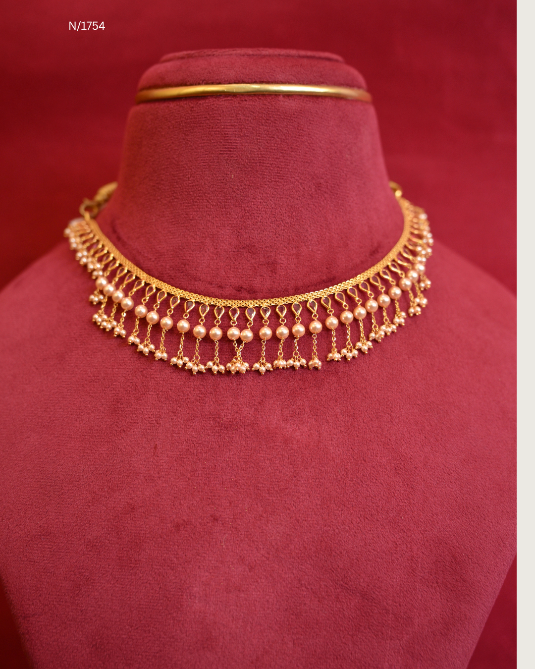 Traditional Double-Tiered Pearl & Micro-Seed Pearl Cluster Fringe Choker Necklace | SKU: N/1754
