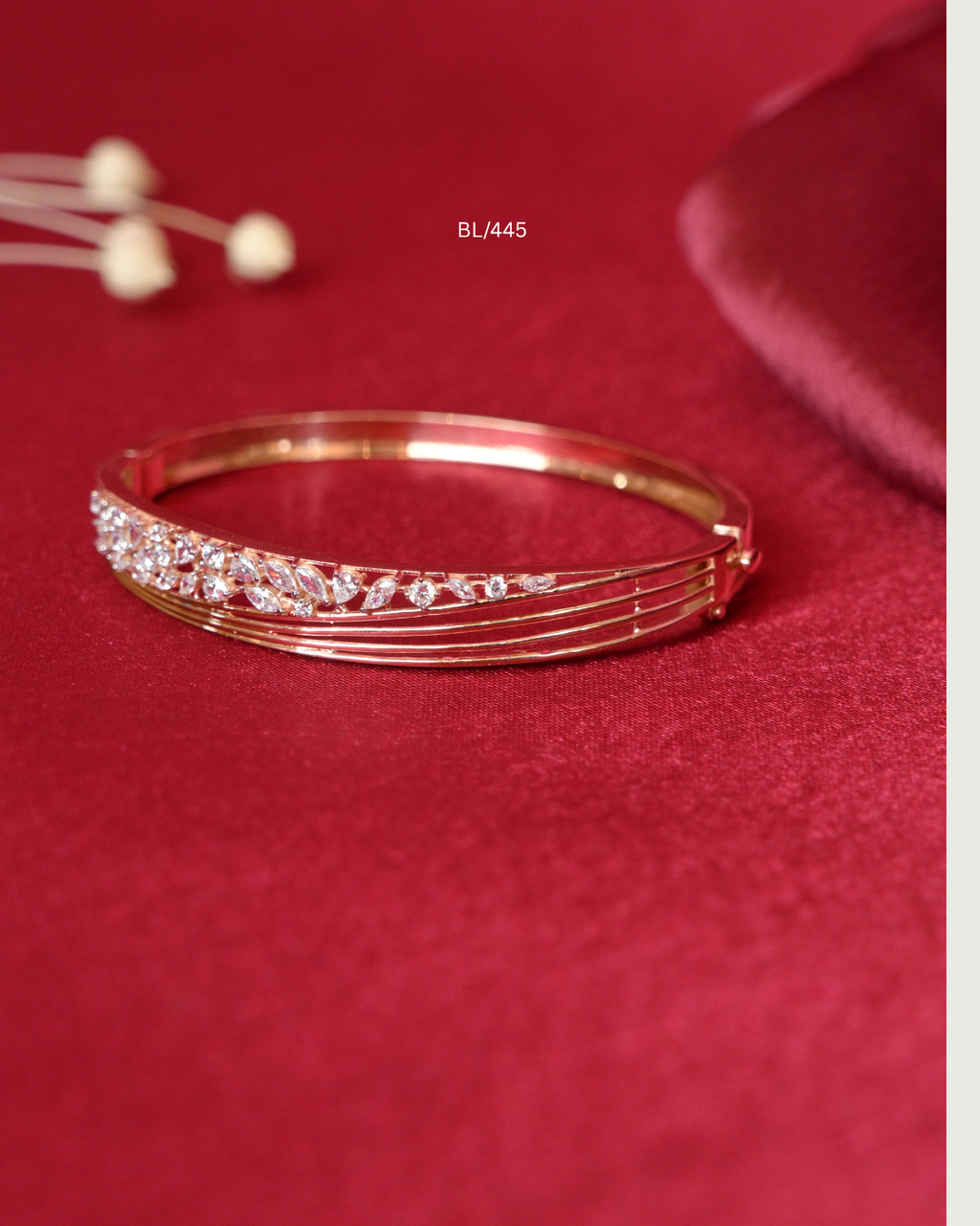 Multi-Strand Wave Statement Bangle with Marquise & Round CZ Cluster | SKU: BL/445