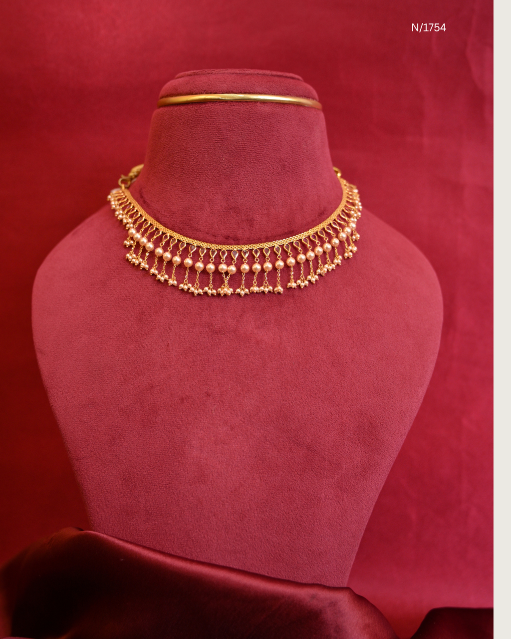 Traditional Double-Tiered Pearl & Micro-Seed Pearl Cluster Fringe Choker Necklace | SKU: N/1754