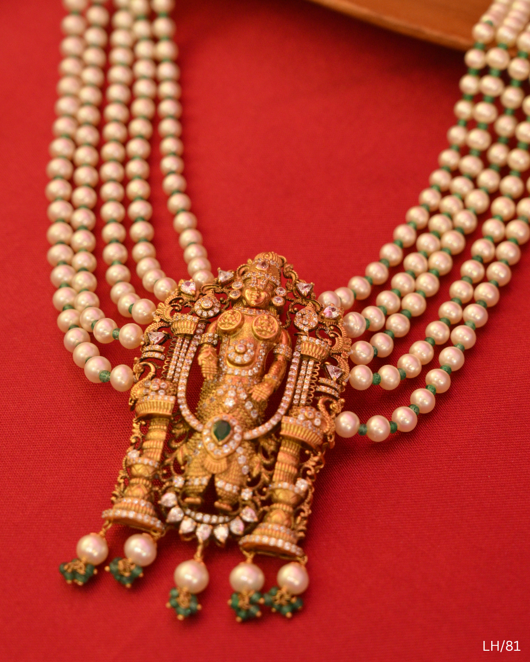 Lord Vishnumurthi Pearl Multi-Strand Long Haram | SKU: LH/81