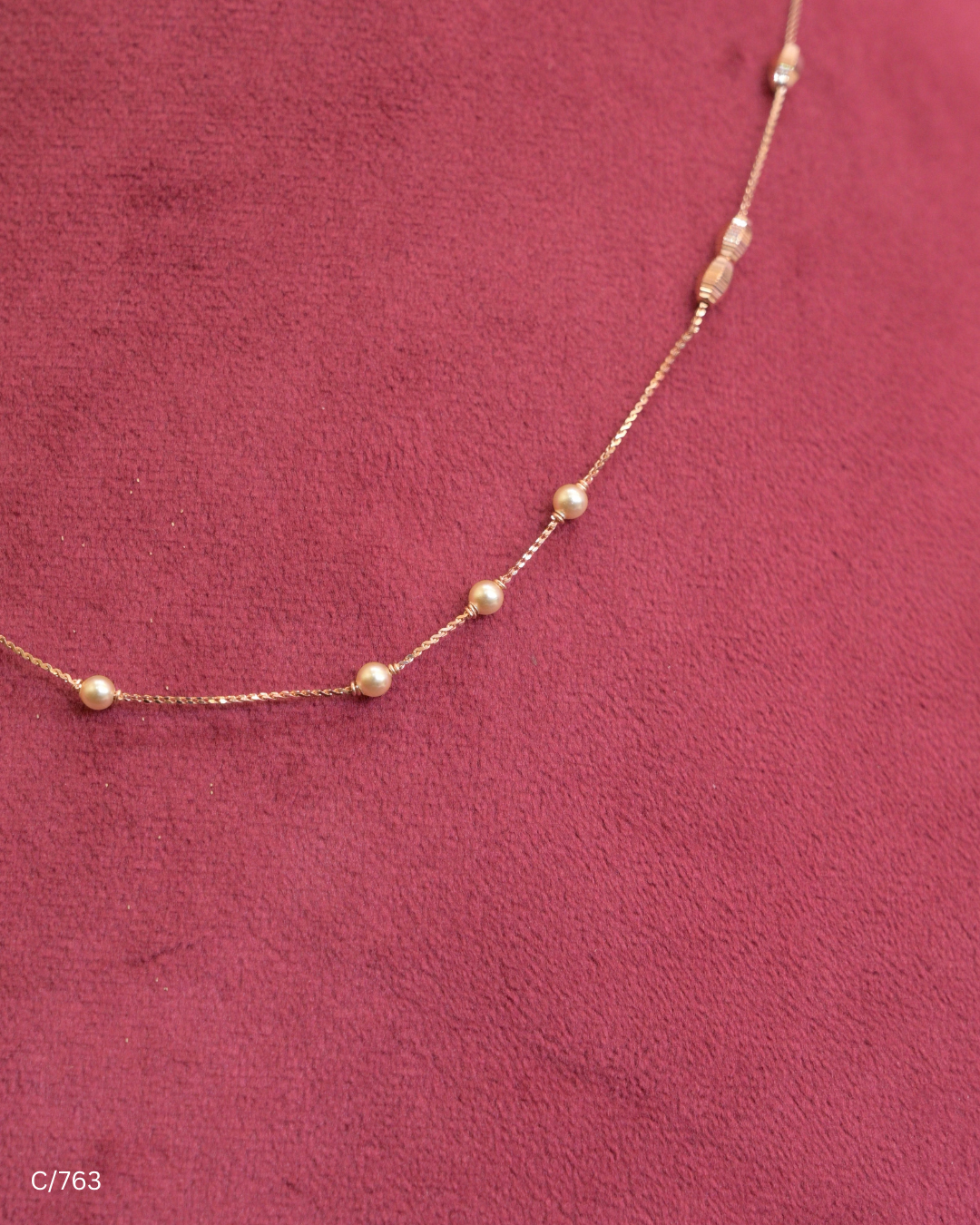 Delicate Station Chain Necklace with Spheres & Cylinders | SKU: C/763