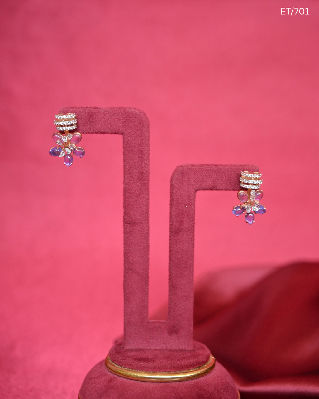 Polki And Multigem Floral Cluster Earrings | SKU: ET/701