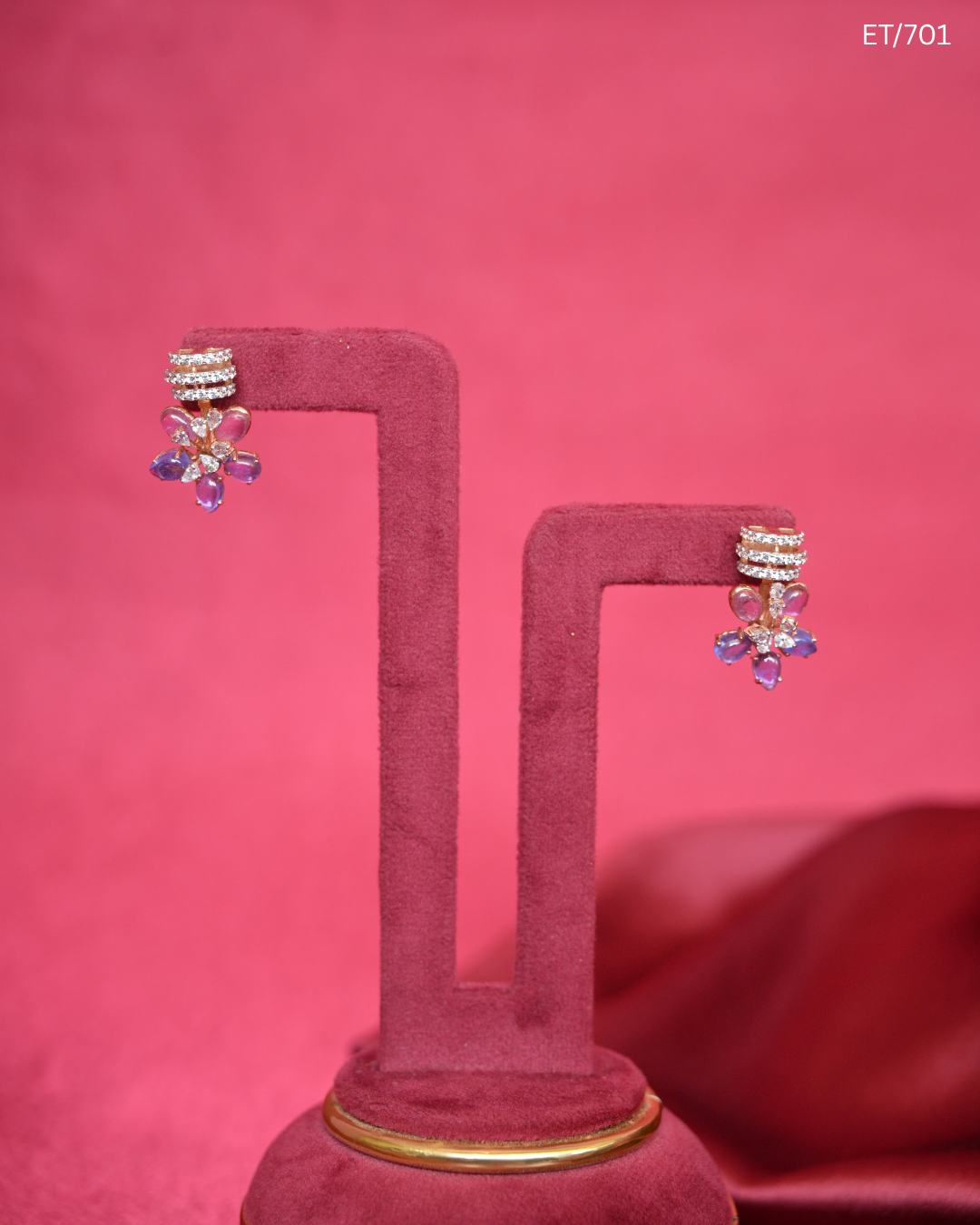 Polki And Multigem Floral Cluster Earrings | SKU: ET/701