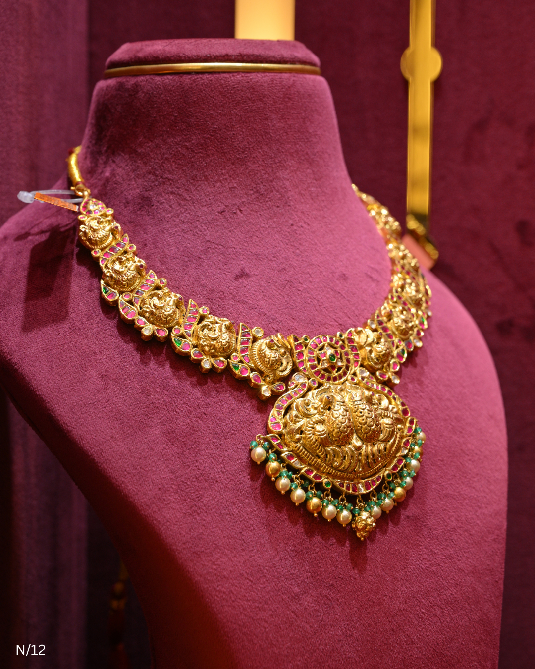 Double-Peacock Nakshi & Ruby Statement Necklace | SKU: N/12