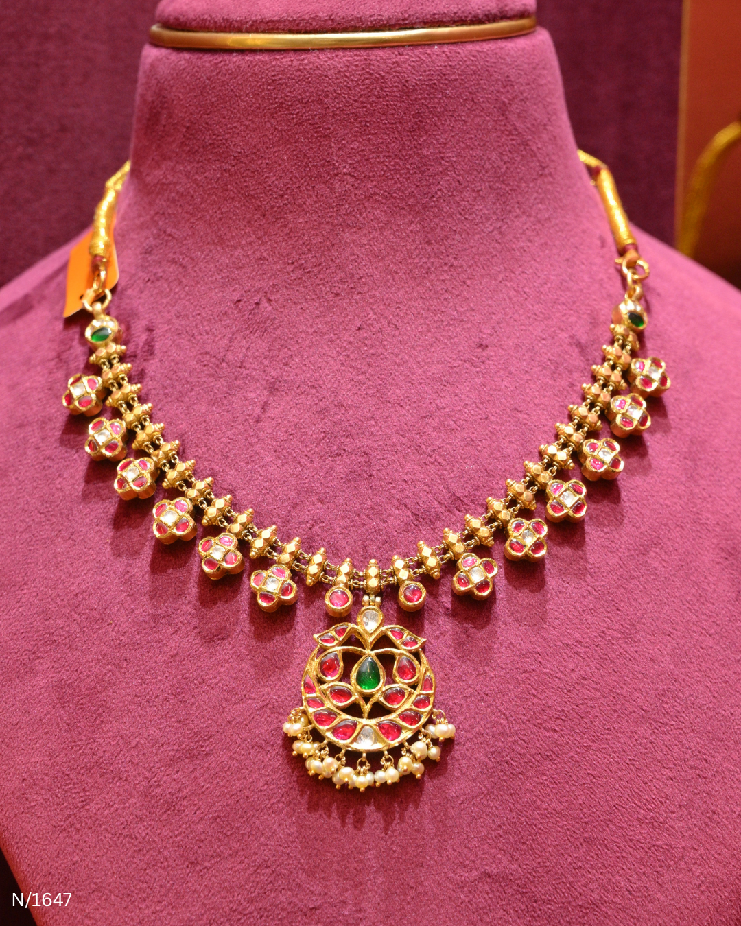 Polki, Ruby & Emerald Lightweight Necklace | SKU: N/1647