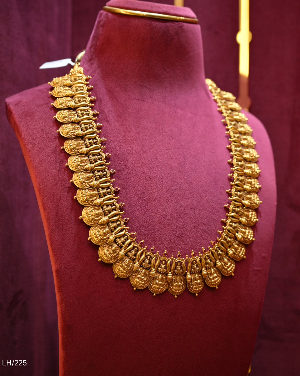 Antique Gold Temple Kasu Bridal Long Haram | SKU: LH/225
