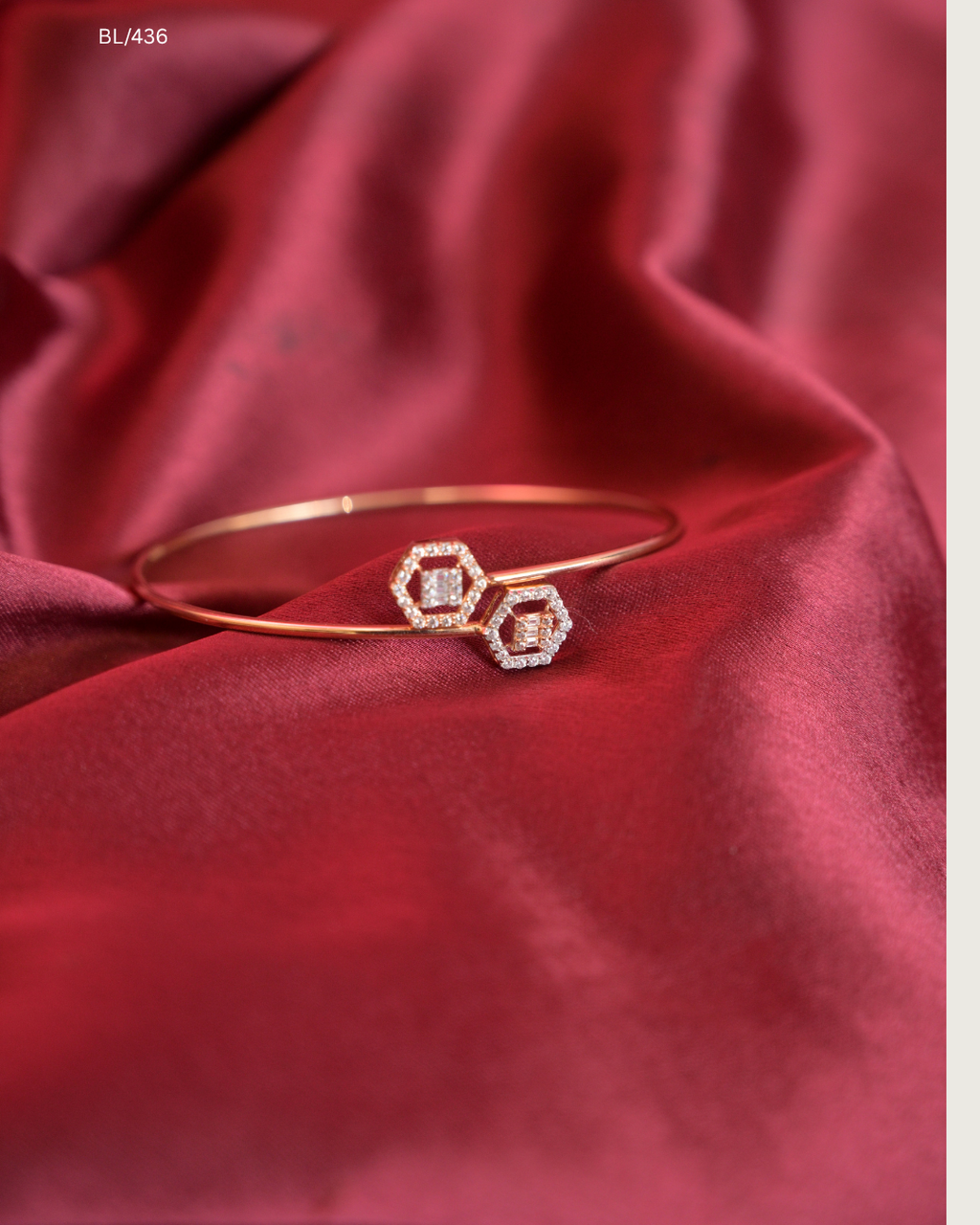 Dual Hexagon Baguette & Round CZ Bypass Cuff Bracelet | SKU: BL/436