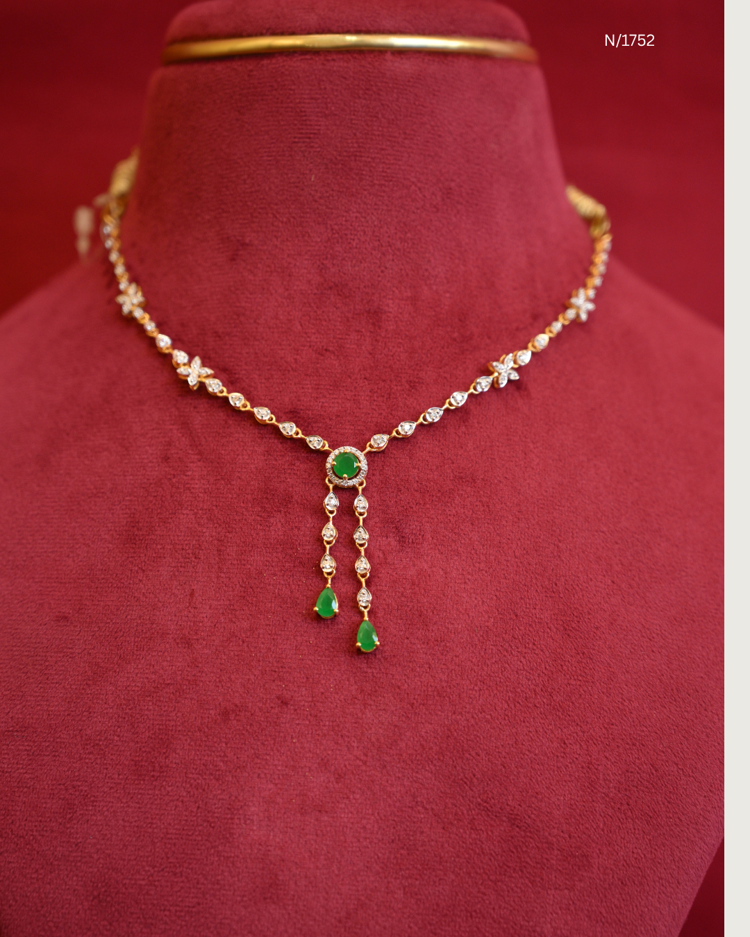 Modern CZ & Emerald Halo Dual-Drop Y-Necklace | SKU: N/1752