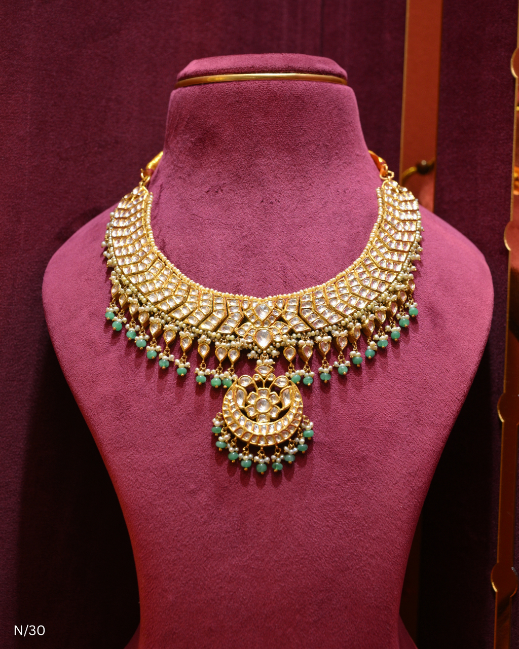 Polki, Ruby, Emerald & Pearl Bridal Collar Necklace | SKU: N/30