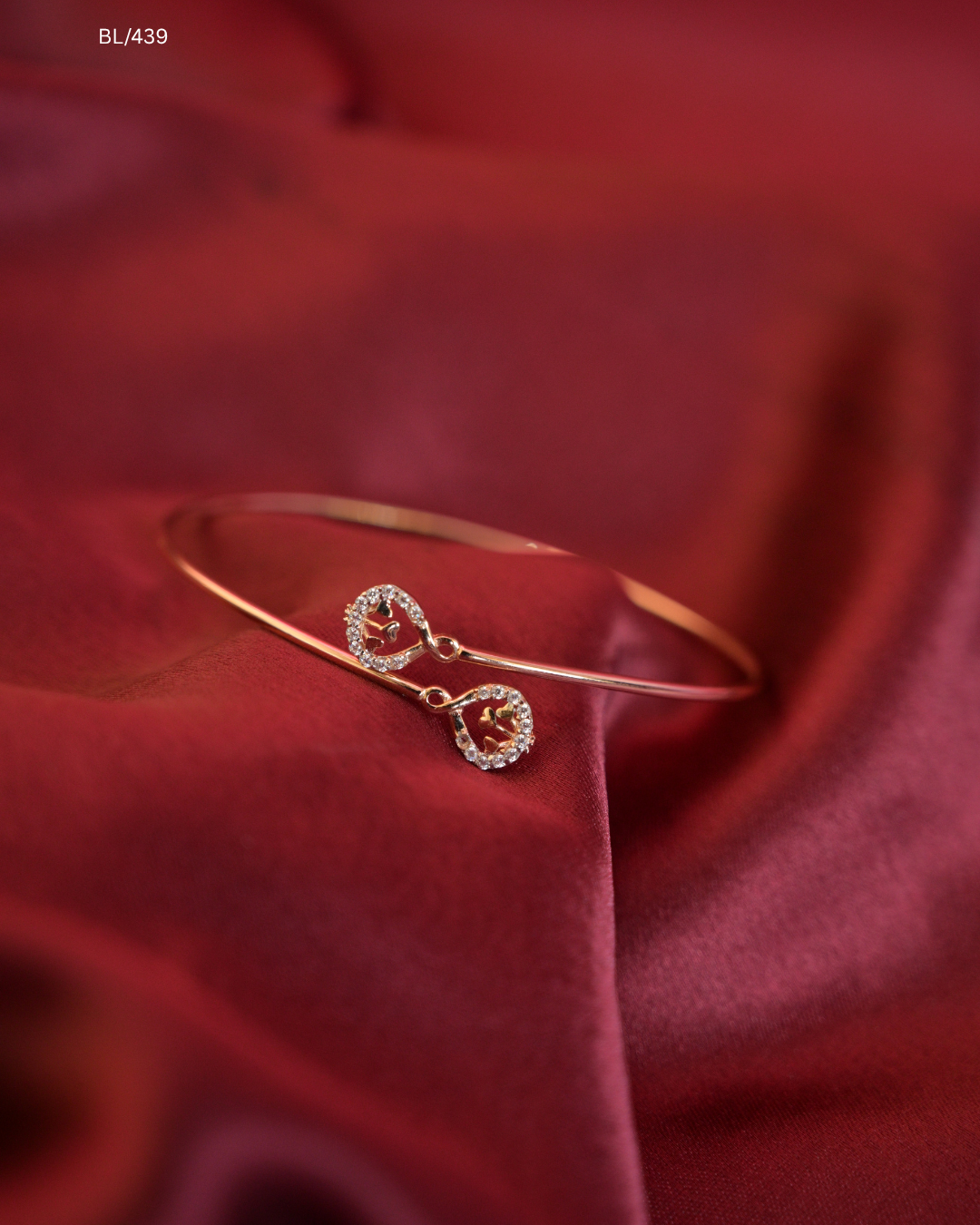 Dual Teardrop Butterfly & Round CZ Bypass Cuff Bracelet | SKU: BL/439
