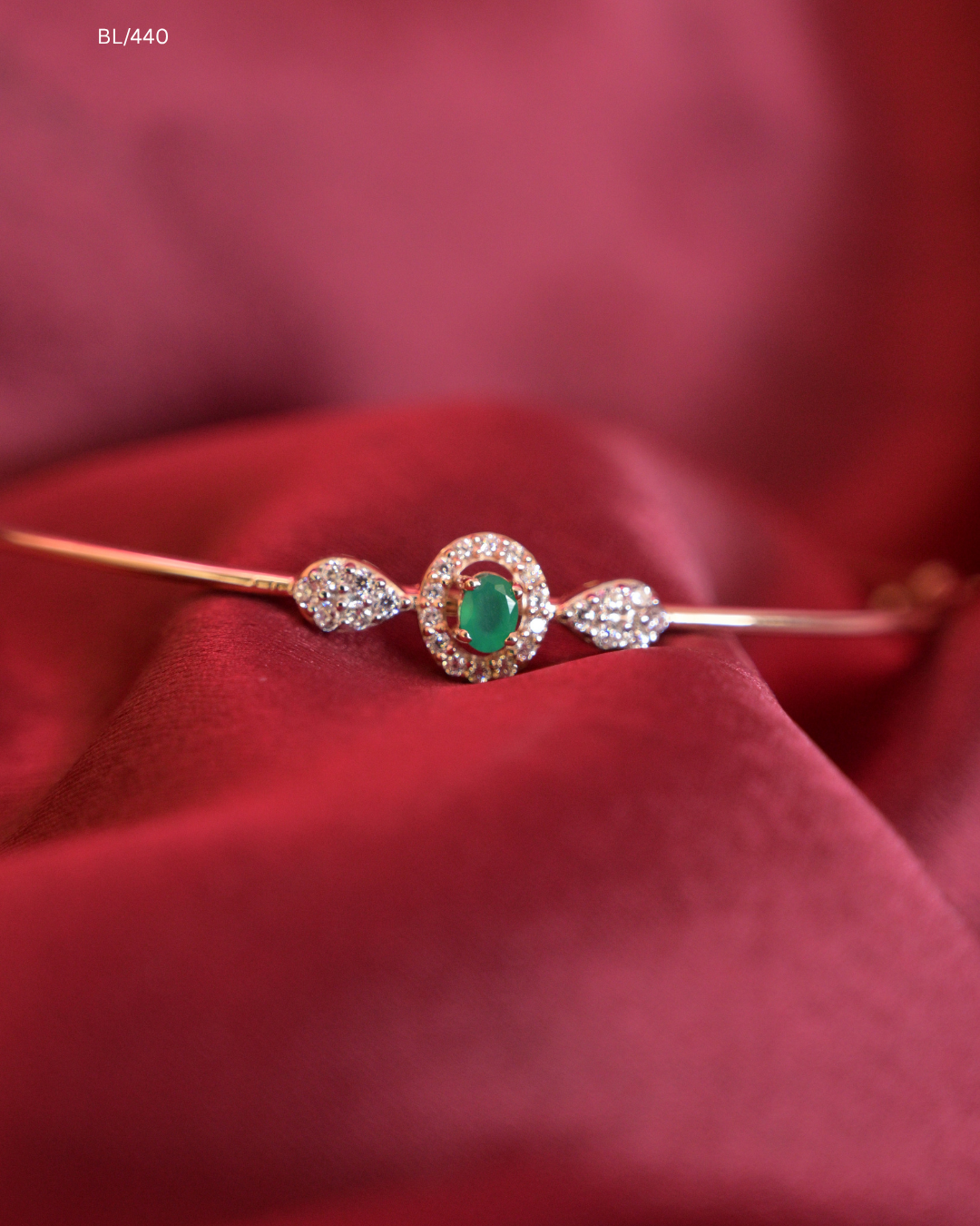 Oval Green Emerald & CZ Halo Centerpiece Bracelet | SKU: BL/440