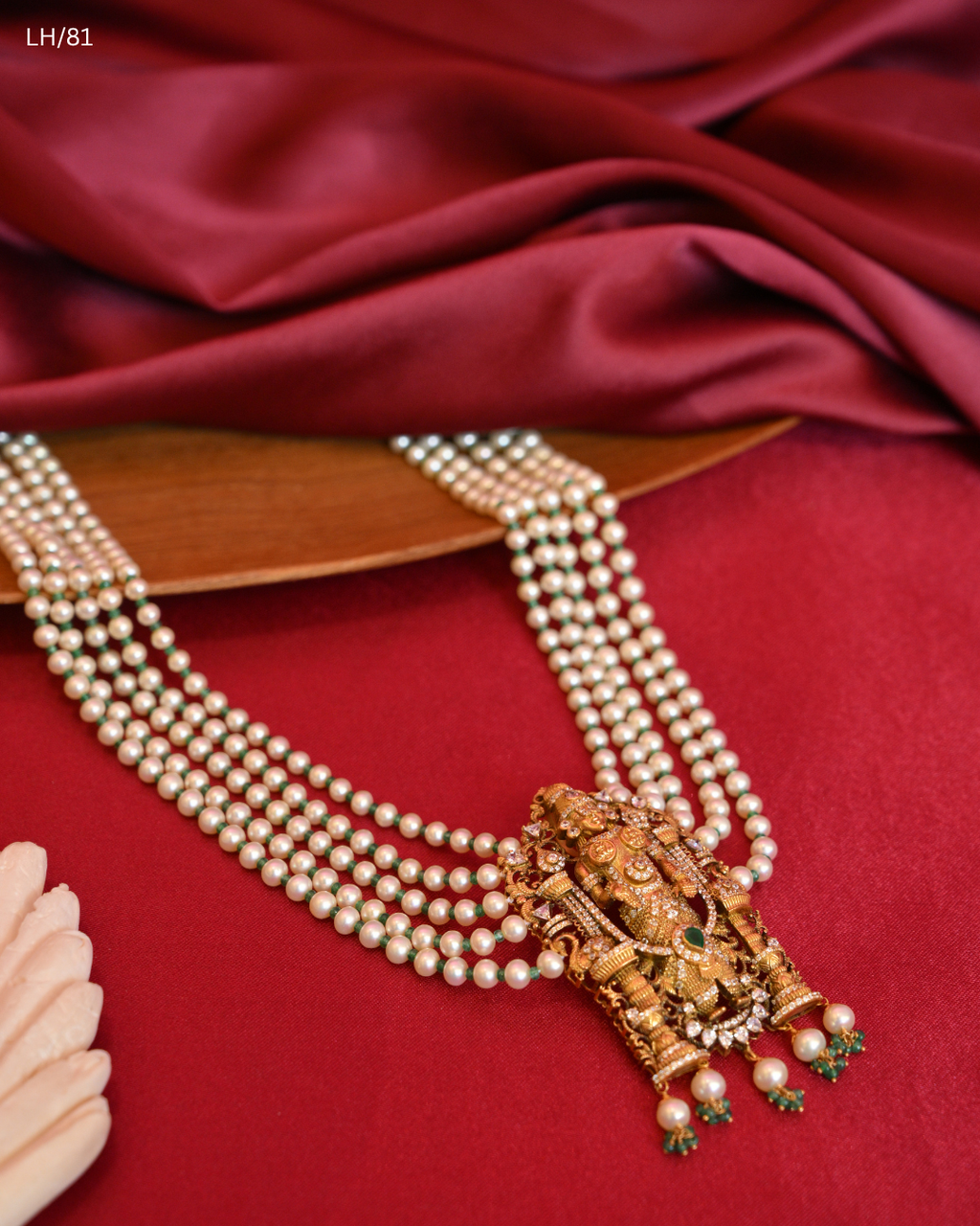 Lord Vishnumurthi Pearl Multi-Strand Long Haram | SKU: LH/81