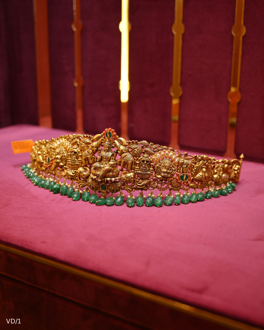 Temple Lakshmi & Green Bead Bridal Vaddanam | SKU: VD/1