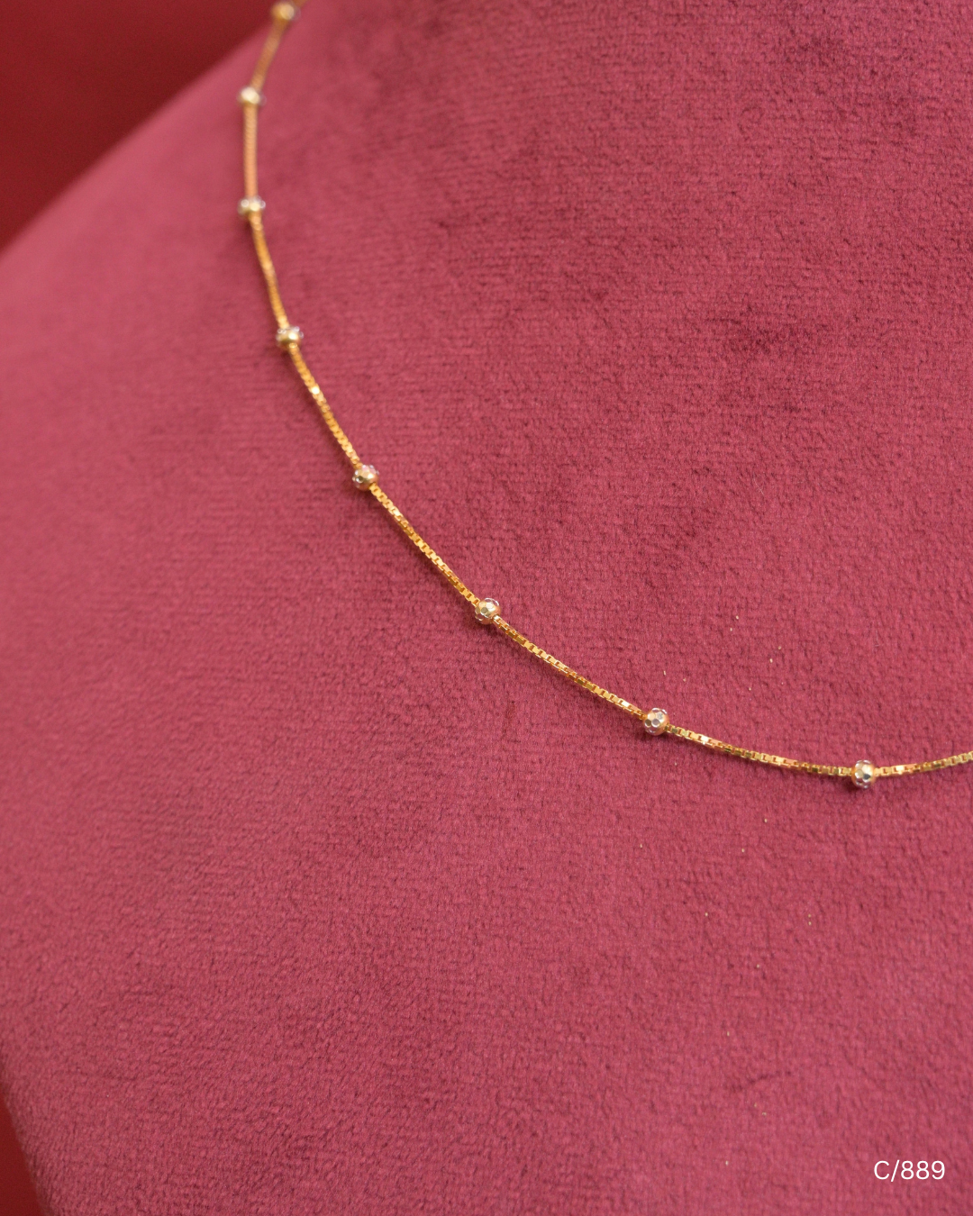 Delicate Station Chain Necklace with Micro Beads | SKU: C/889