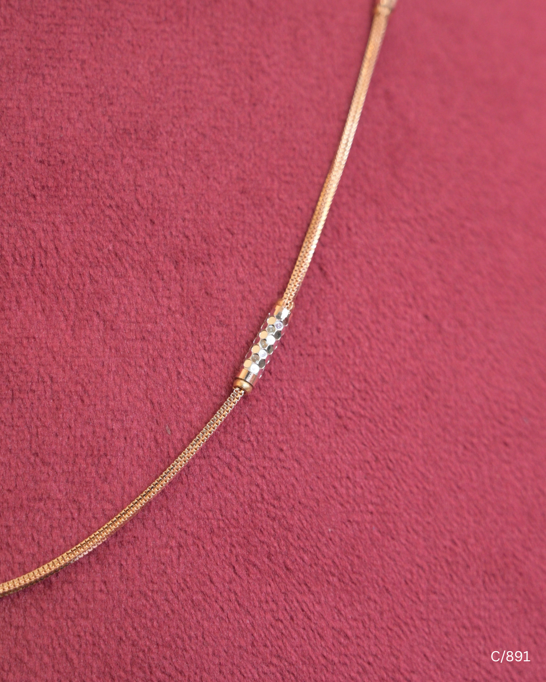 Two Tone Snake Chain Necklace with Cylindrical Stations | SKU: C/891