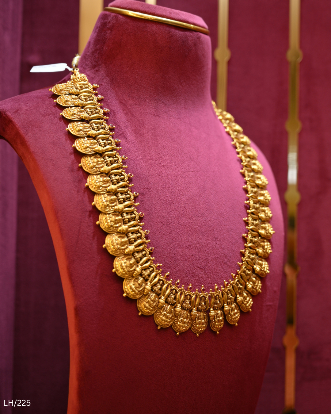 Antique Gold Temple Kasu Bridal Long Haram | SKU: LH/225
