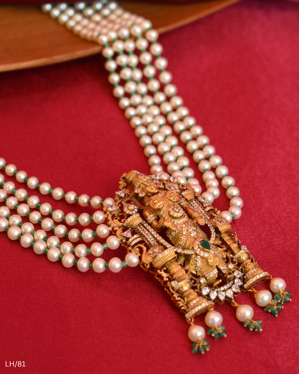 Lord Vishnumurthi Pearl Multi-Strand Long Haram | SKU: LH/81
