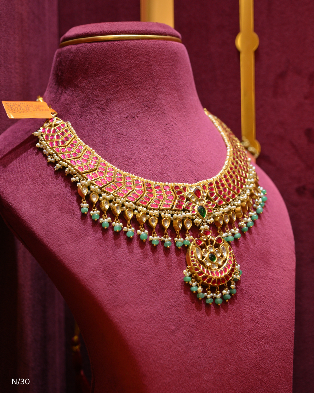 Polki, Ruby, Emerald & Pearl Bridal Collar Necklace | SKU: N/30