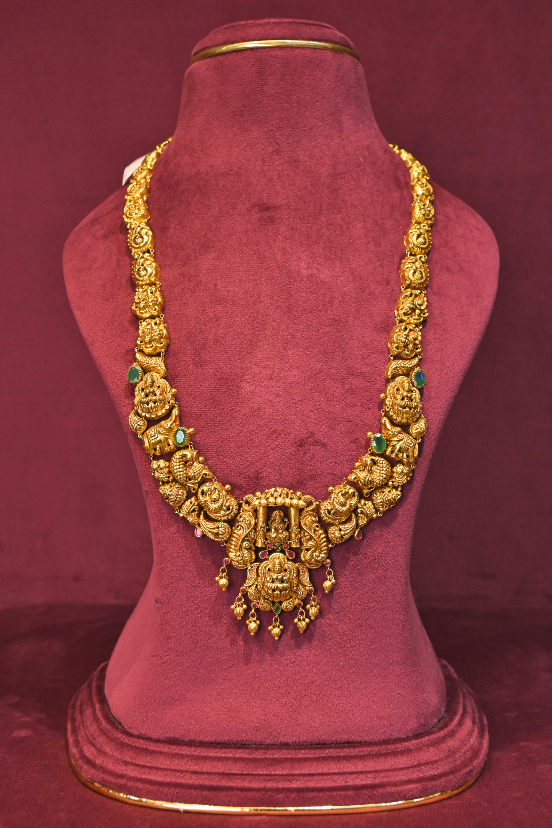Lakshmi Temple Long Haram Necklace with Heritage Motifs