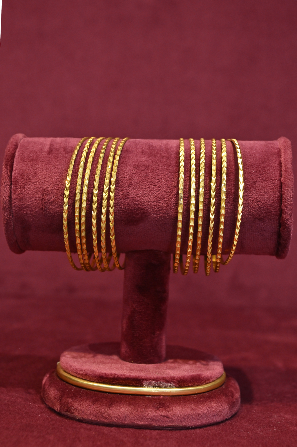 Diamond-Cut Pattern Gold Bangle Set