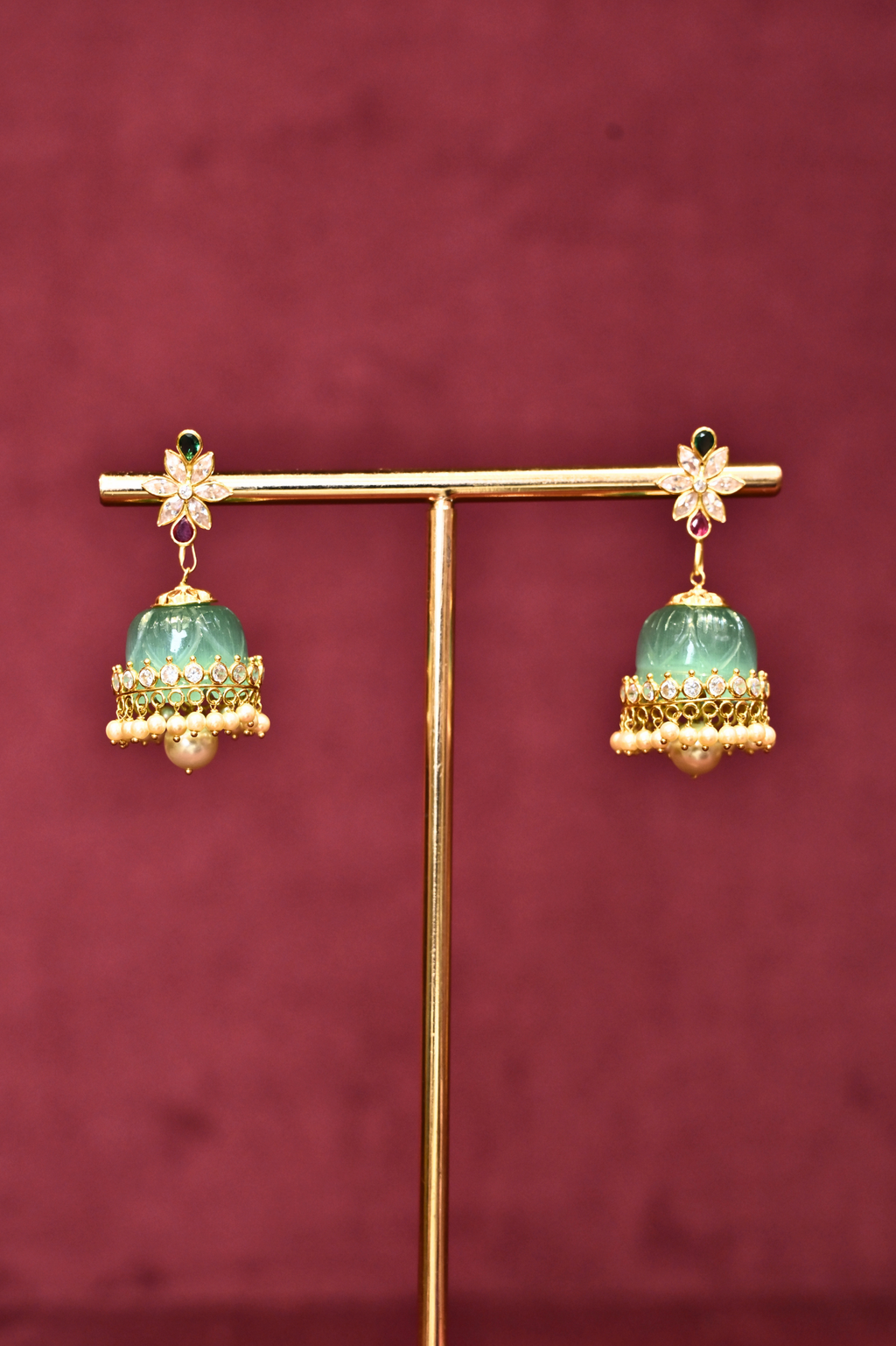 Interchangeable Stone Jhumka Earrings | Multiple Color Options