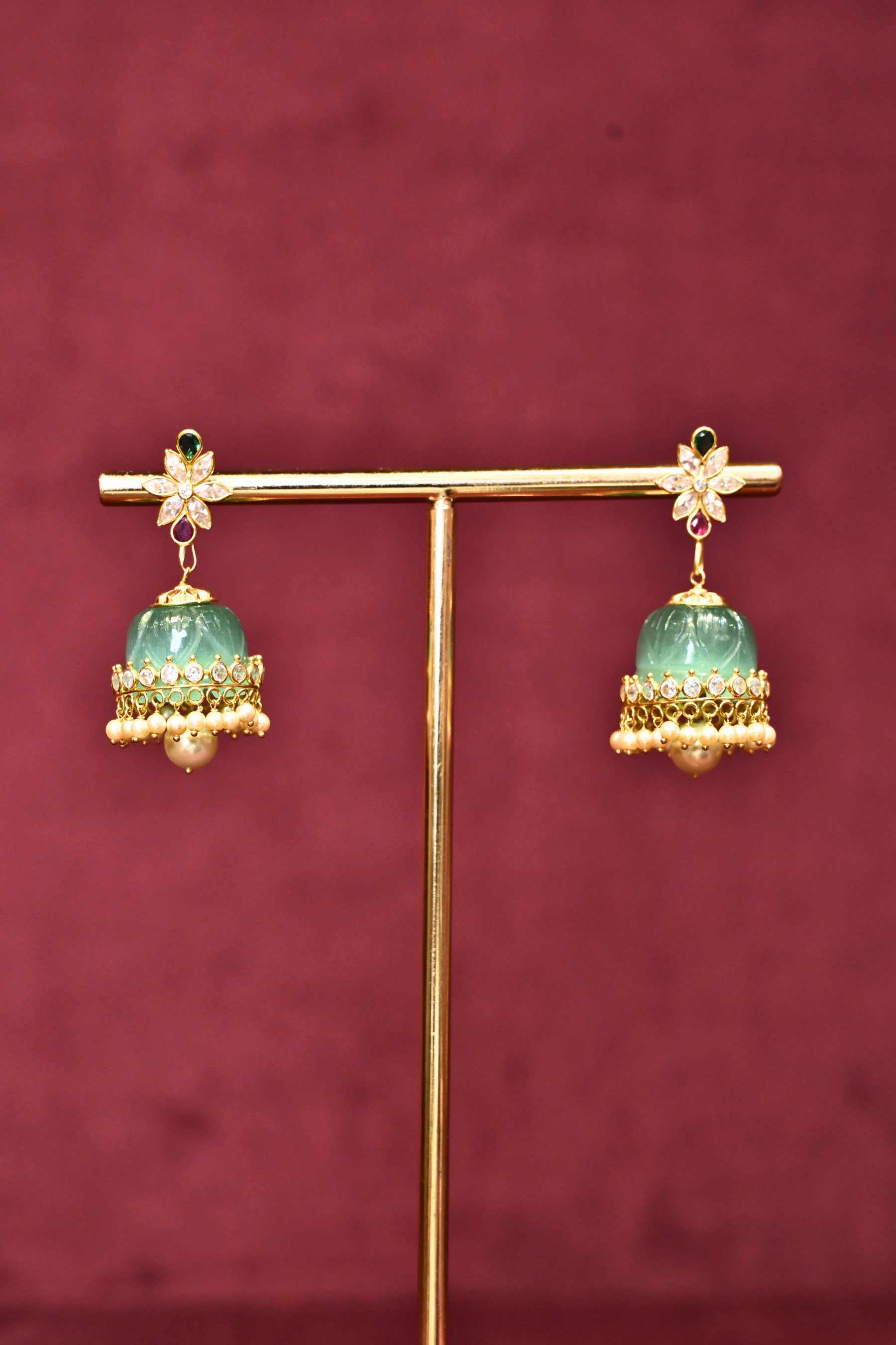 Interchangeable Stone Jhumka Earrings | Multiple Color Options