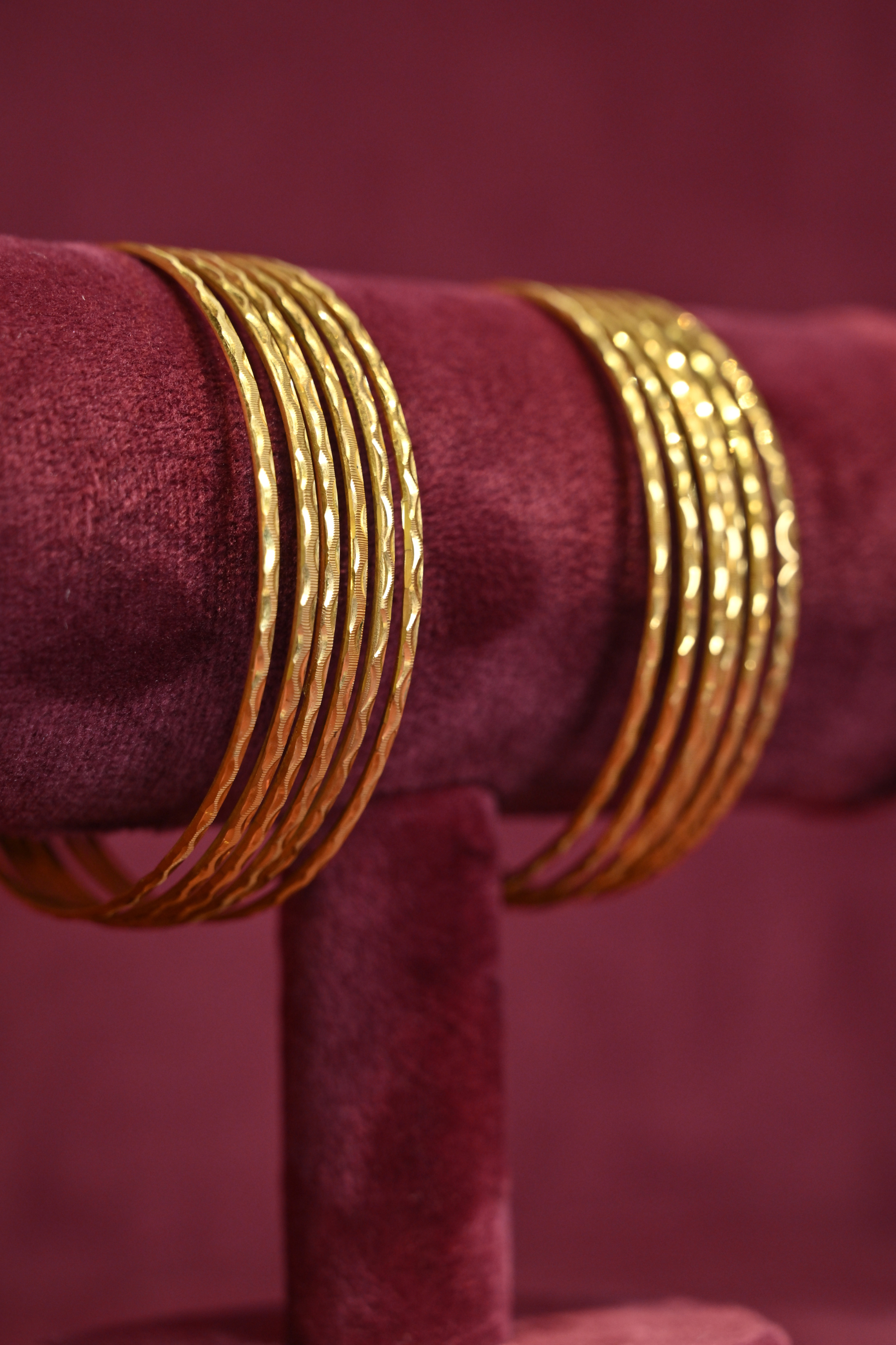 Radiant Twisted Texture Gold Bangle Set