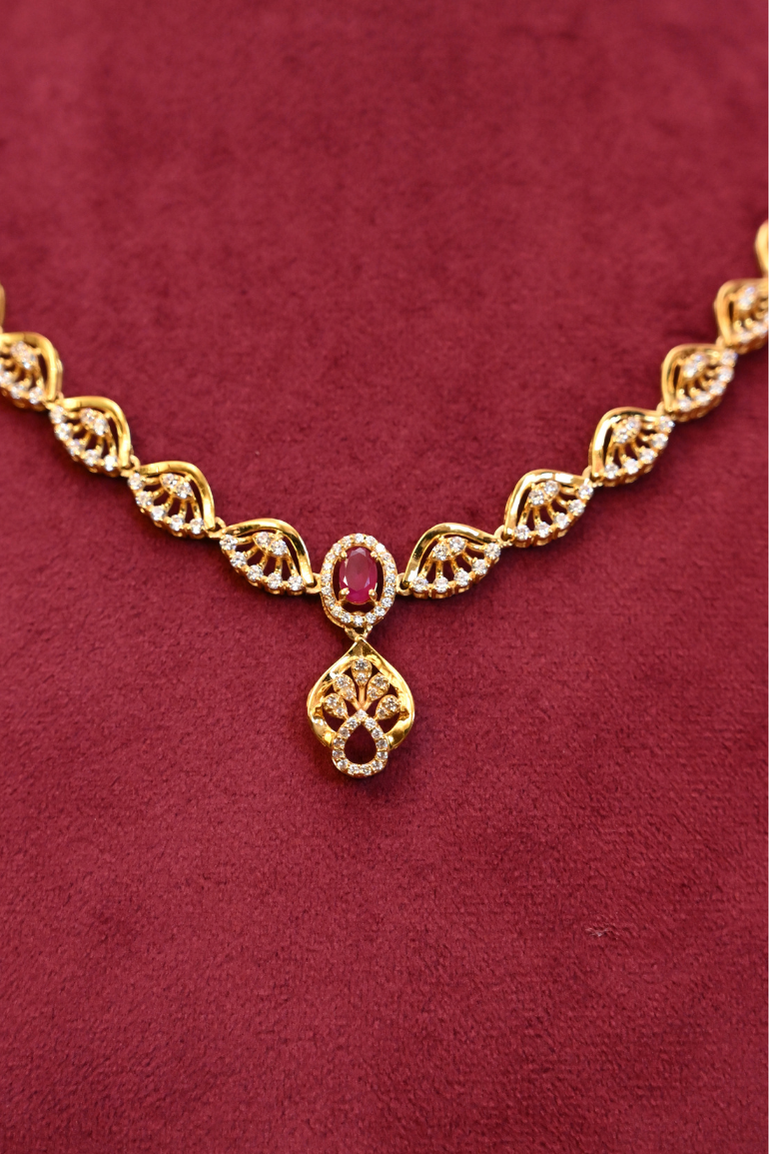 Diamond boota Gold Necklace set