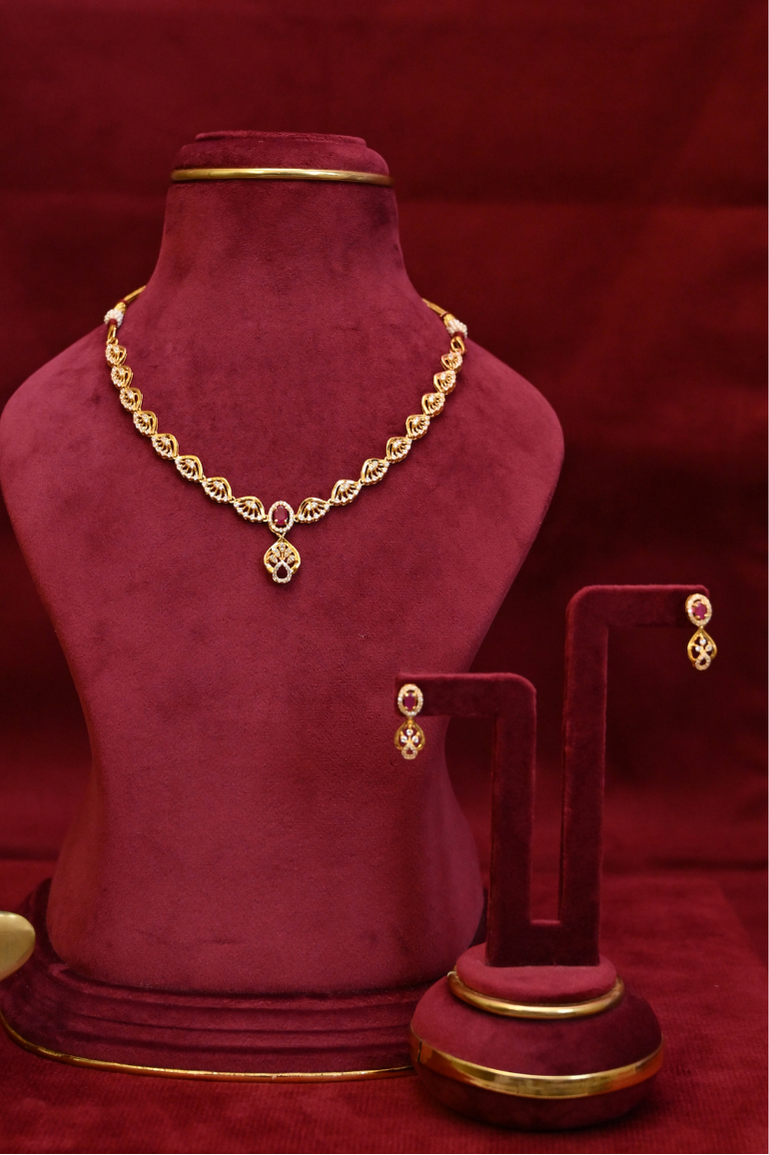 Diamond boota Gold Necklace set